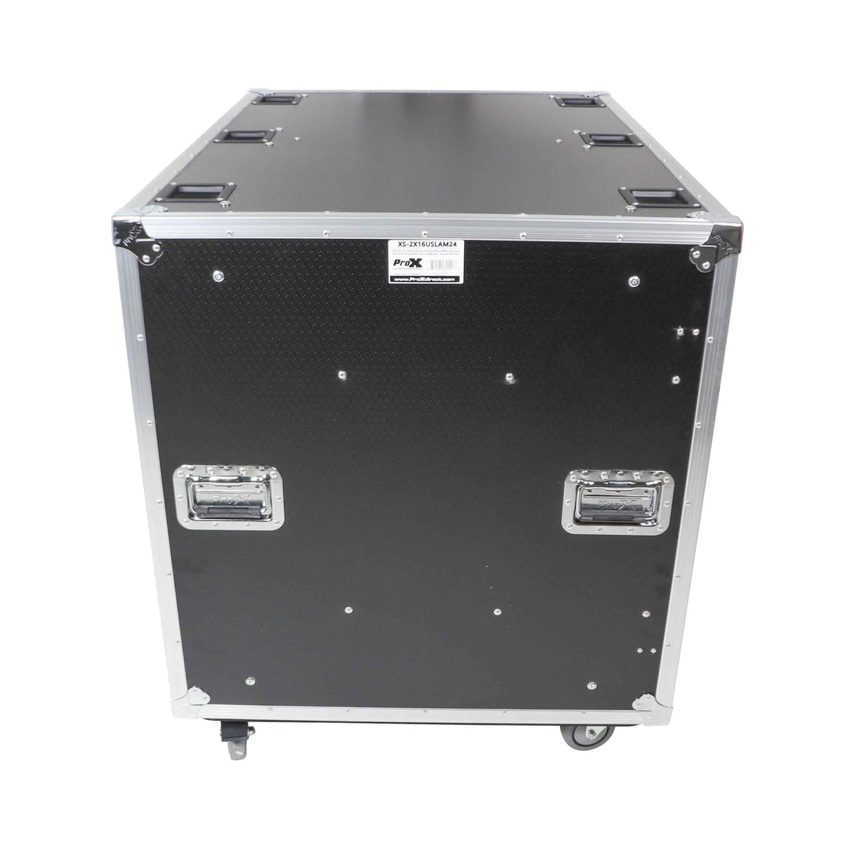 ProX 24" Deep Vertical Rack-to-Rack Shock Mount Case, 2 x 16U, with 2 Sliding Slam Doors and 6" x 4" Caster Wheels