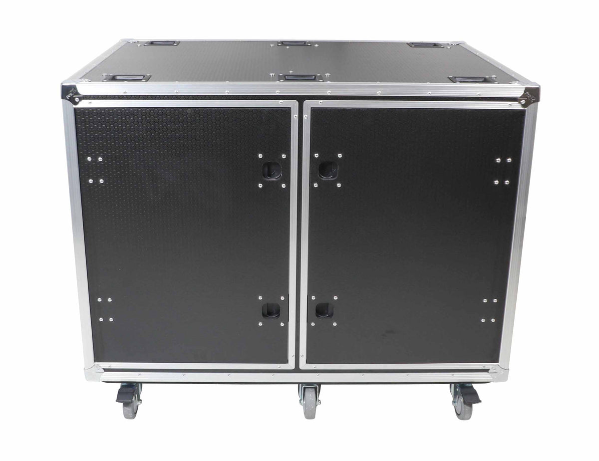 ProX 24" Deep Vertical Rack-to-Rack Shock Mount Case, 2 x 16U, with 2 Sliding Slam Doors and 6" x 4" Caster Wheels