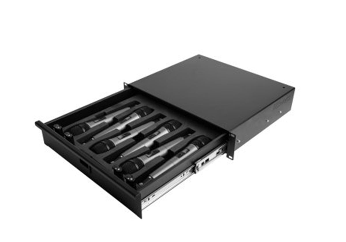 Gator Rackworks GRW-DRWHANDHELD6, 2U Rack Drawer for Six Wireless Microphones