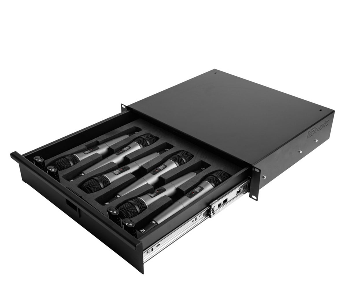 Gator Rackworks GRW-DRWHANDHELD6, 2U Rack Drawer for Six Wireless Microphones