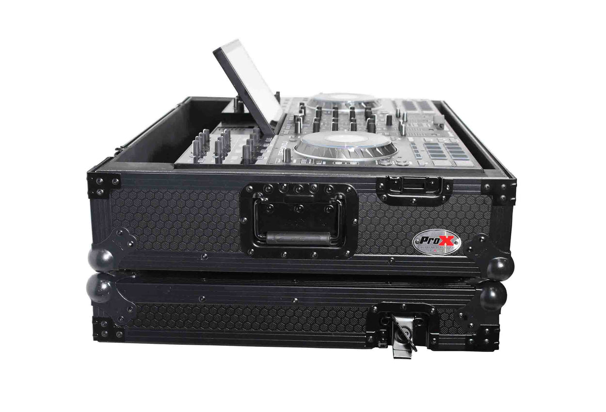 ProX XS-PRIME4MK2WBL ATA Flight Case with Wheels for Denon DJ PRIME 4 G2 PRIME 4 MK2 Controller 1U Rack Space, Black Finish