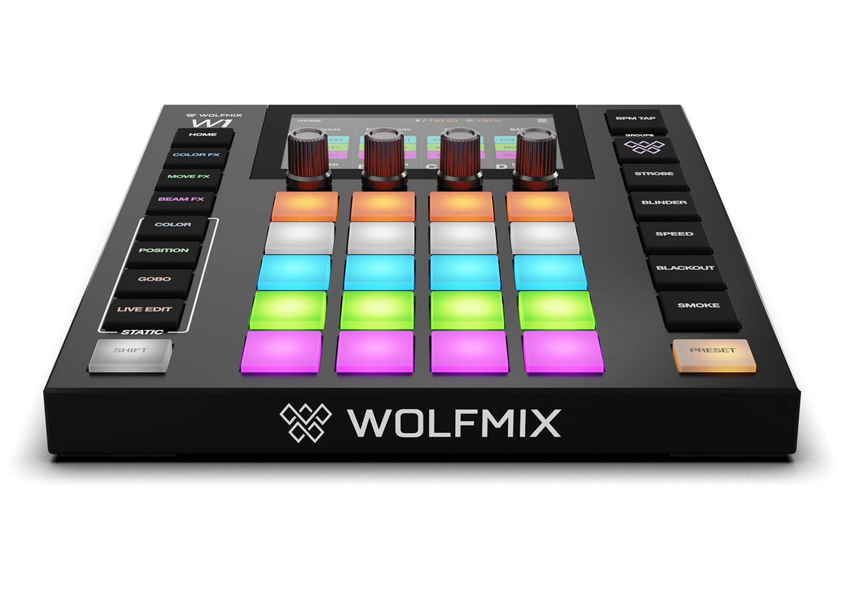 Wolfmix W1 MK3 Standalone DMX Lighting Controller with 4 DMX Universes and 4.3 Inch Touchscreen