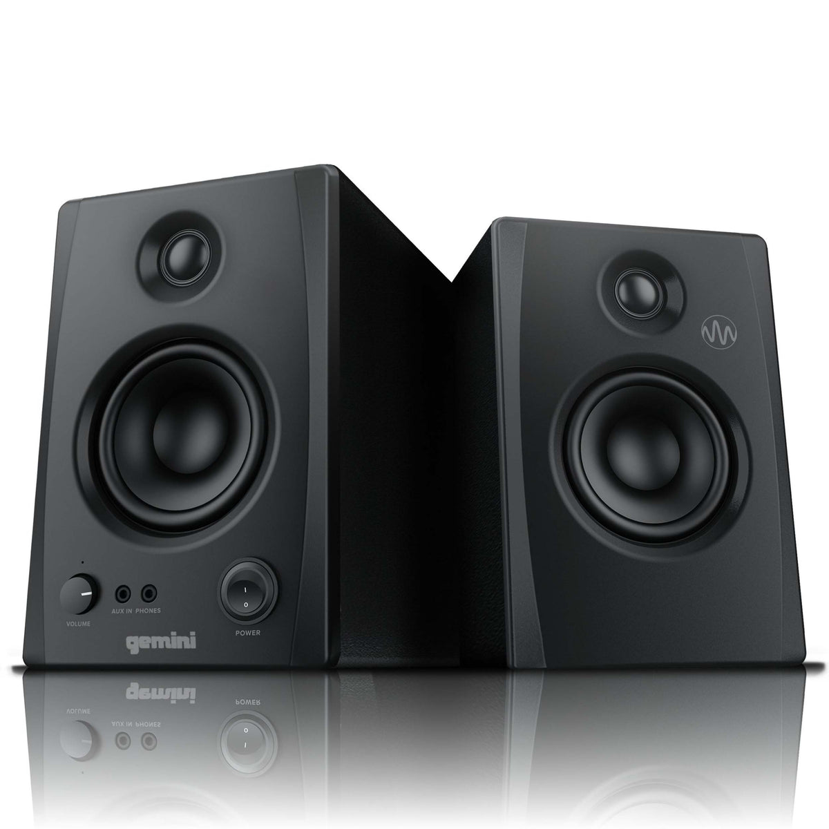Gemini Sound SMX-3BT 3.5" Bookshelf Studio Monitors with Bluetooth, 3.5" Woofers, TRS/RCA/aux Inputs