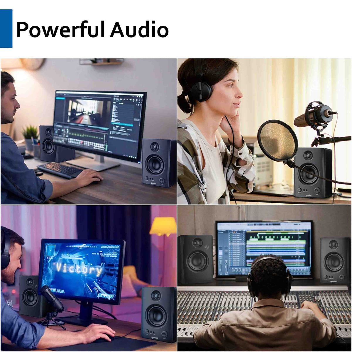 Gemini Sound SMX-3BT 3.5" Bookshelf Studio Monitors with Bluetooth, 3.5" Woofers, TRS/RCA/aux Inputs