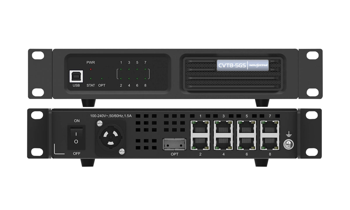 Blizzard Lighting CVT8-5GS, Single Mode Fiber Converter with 8 x 5G Ethernet Ports