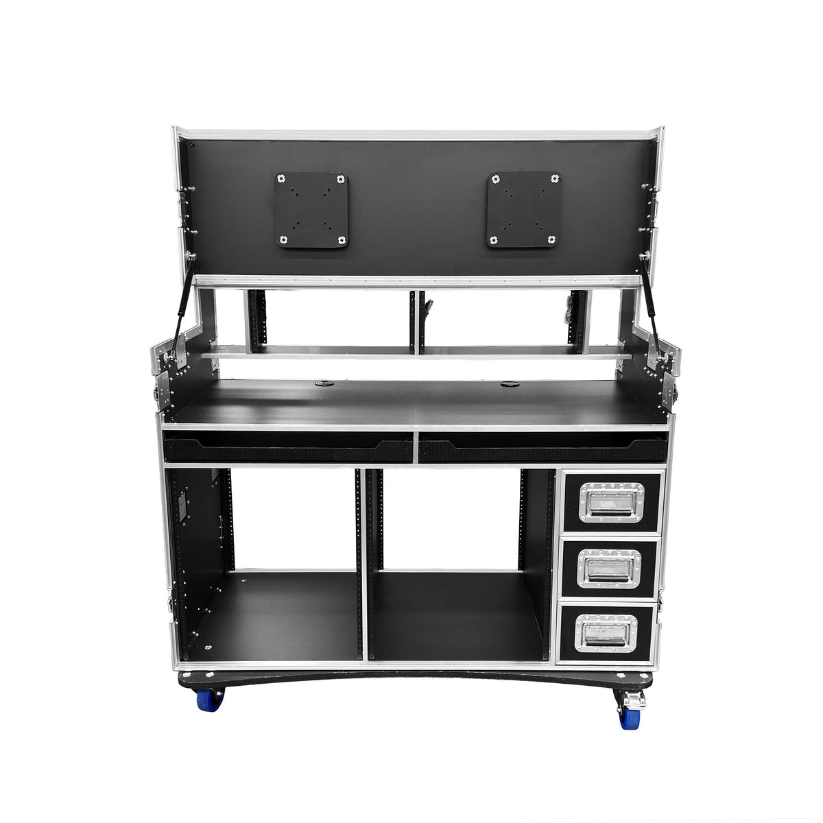Odyssey FLYPACK2 Portable Dual Bay Video Production Workstation Flight Case with 2 x 12U and 2 x 4U Rack Space