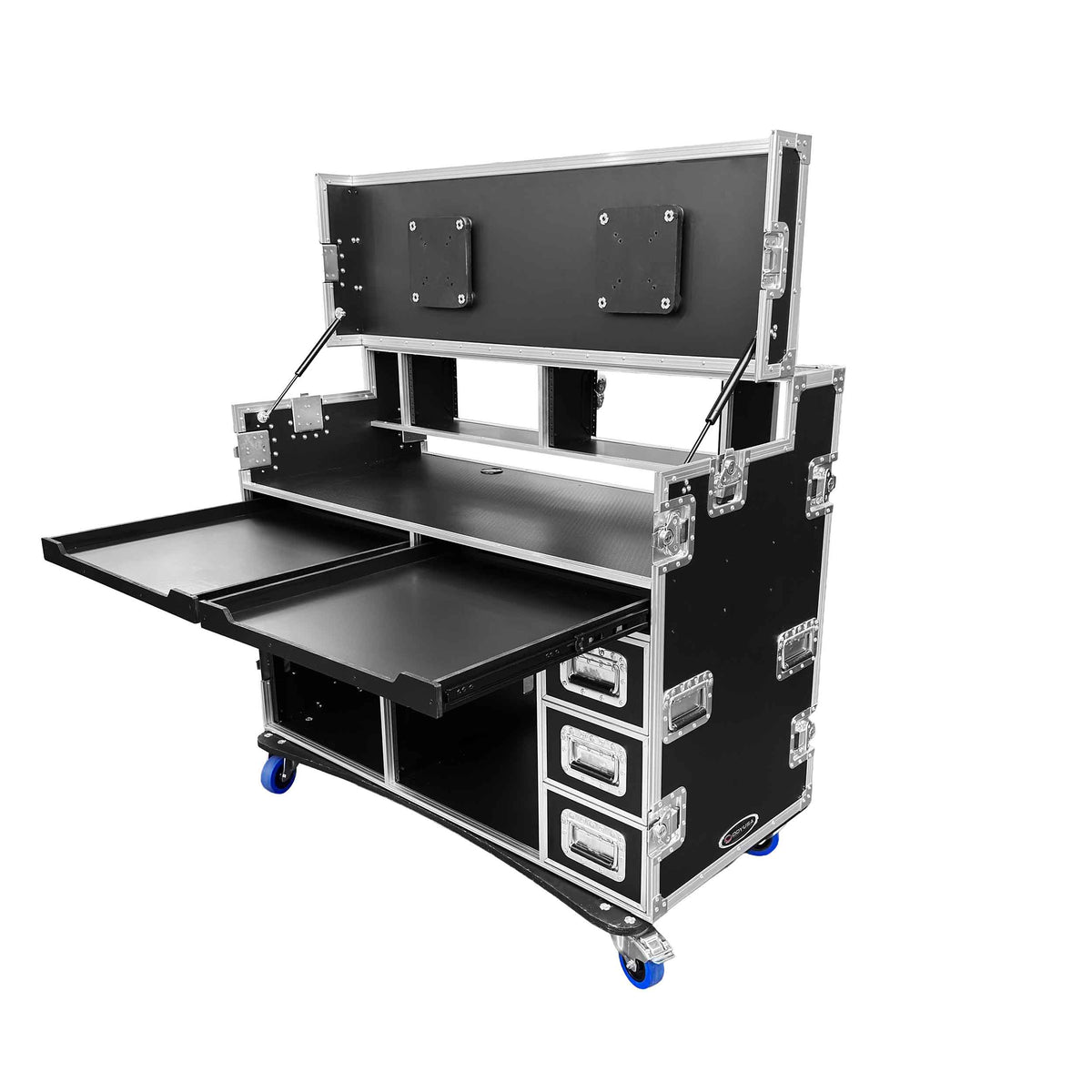 Odyssey FLYPACK2 Portable Dual Bay Video Production Workstation Flight Case with 2 x 12U and 2 x 4U Rack Space