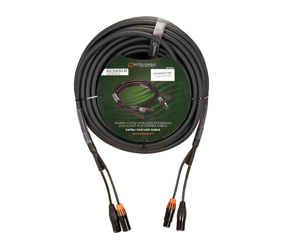 Accu-Cable AC5AXLR-100 CAT5/XLR Link Combo Cable with Shielded Locking CAT5 - 100 Foot
