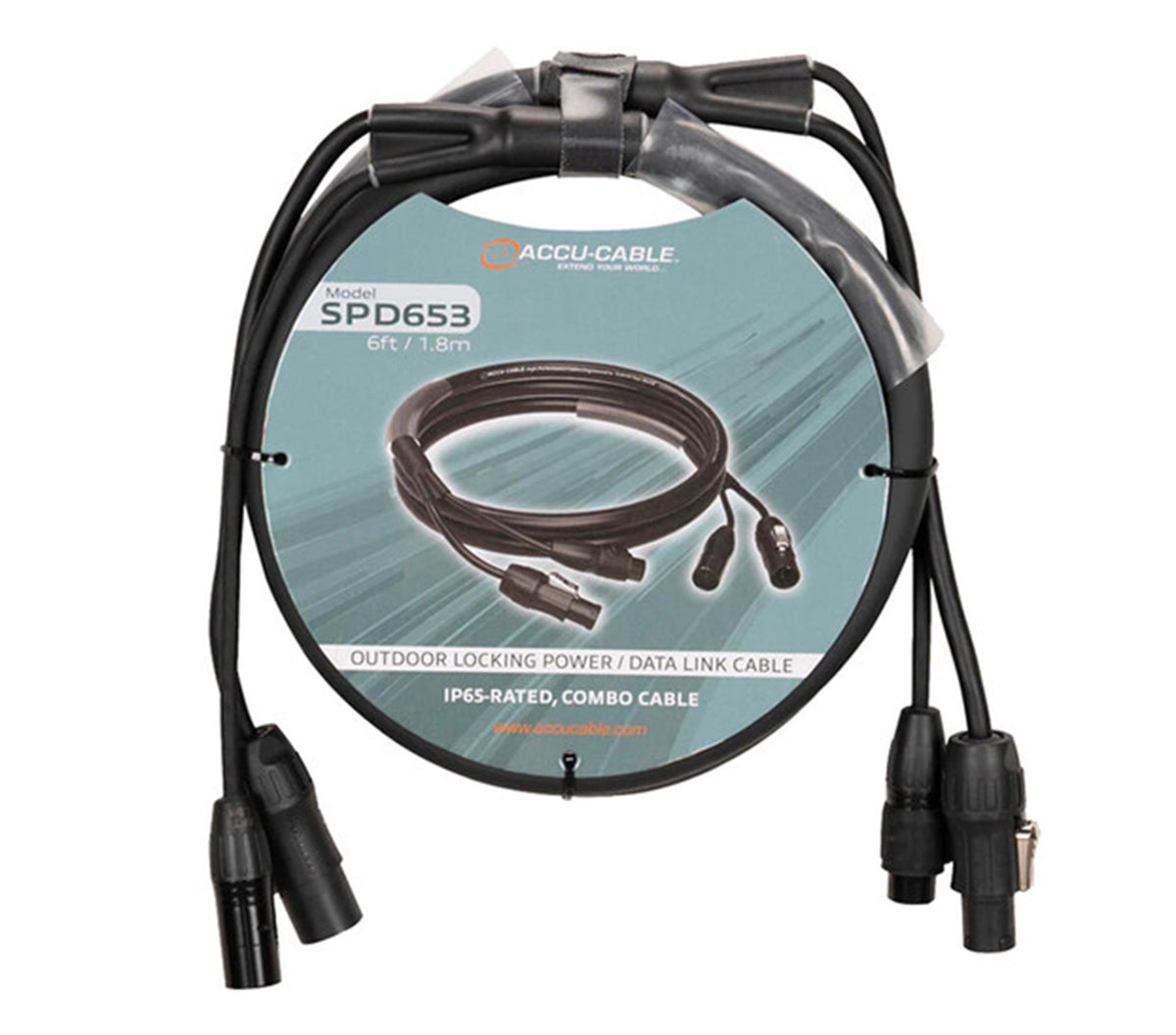 Accu-Cable SPD653 6 ft DMX Combo Cable with IP65 Power Rating