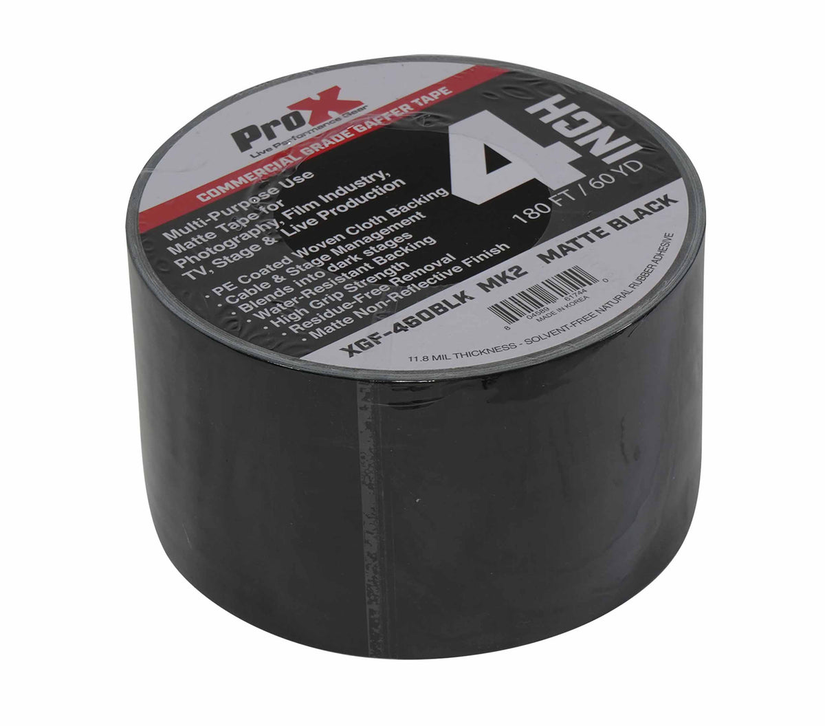 ProX XGF-460BLK MK2 Matte Black Gaffer Tape with Commercial-Grade, Non-Residue Adhesive - 180 ft