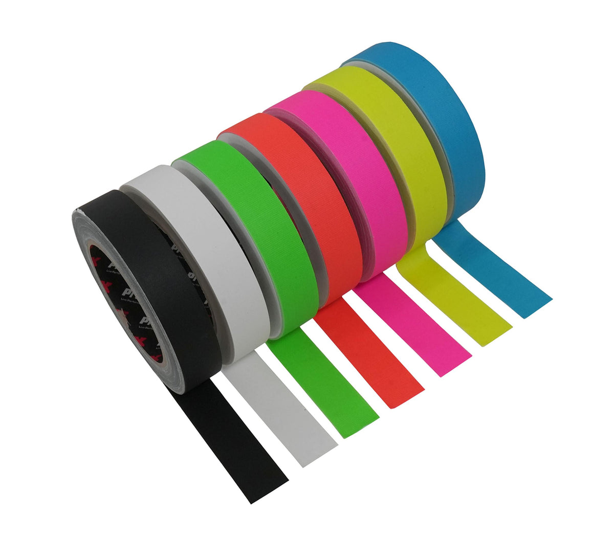 ProX XGF-120FLX7 Matte Gaffer Tape Multi-Color 7-Roll for Cable Color Coding - 1-Inch