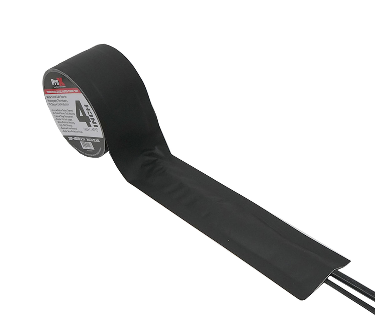 ProX XGF-460BLKTT Black Matte Tunnel Tape 60 Yards for Cable Runs and Clean Floor Removal - 4-Inch
