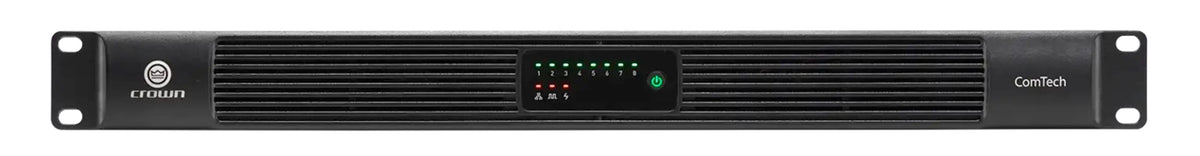 Crown CTD-8125 ComTech D Series 8-Channel Class-D Amplifier - 8 × 125W, Dante/AES67