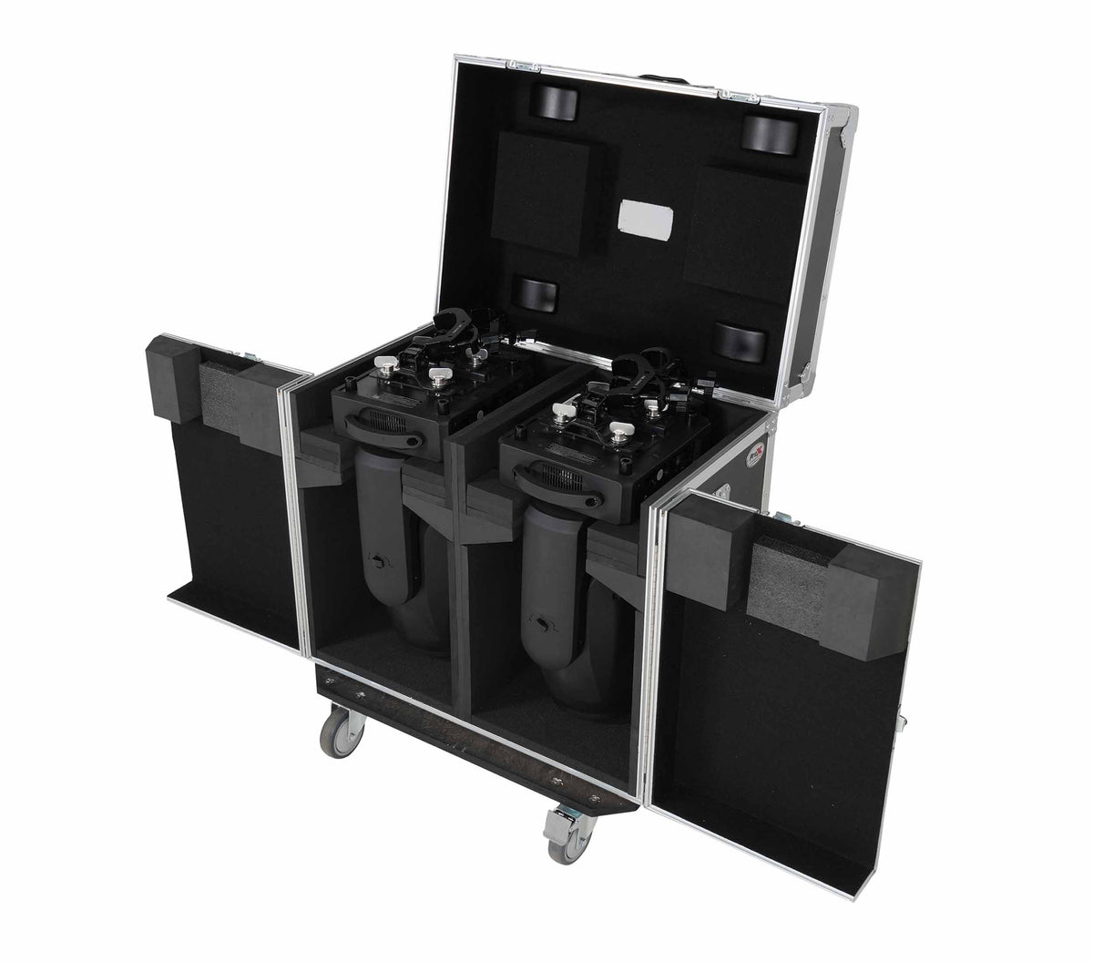 ProX XS-MH20WASHX2W ATA Moving Head Wash Fixture Case - 2 Units with Front Doors and 4" Casters