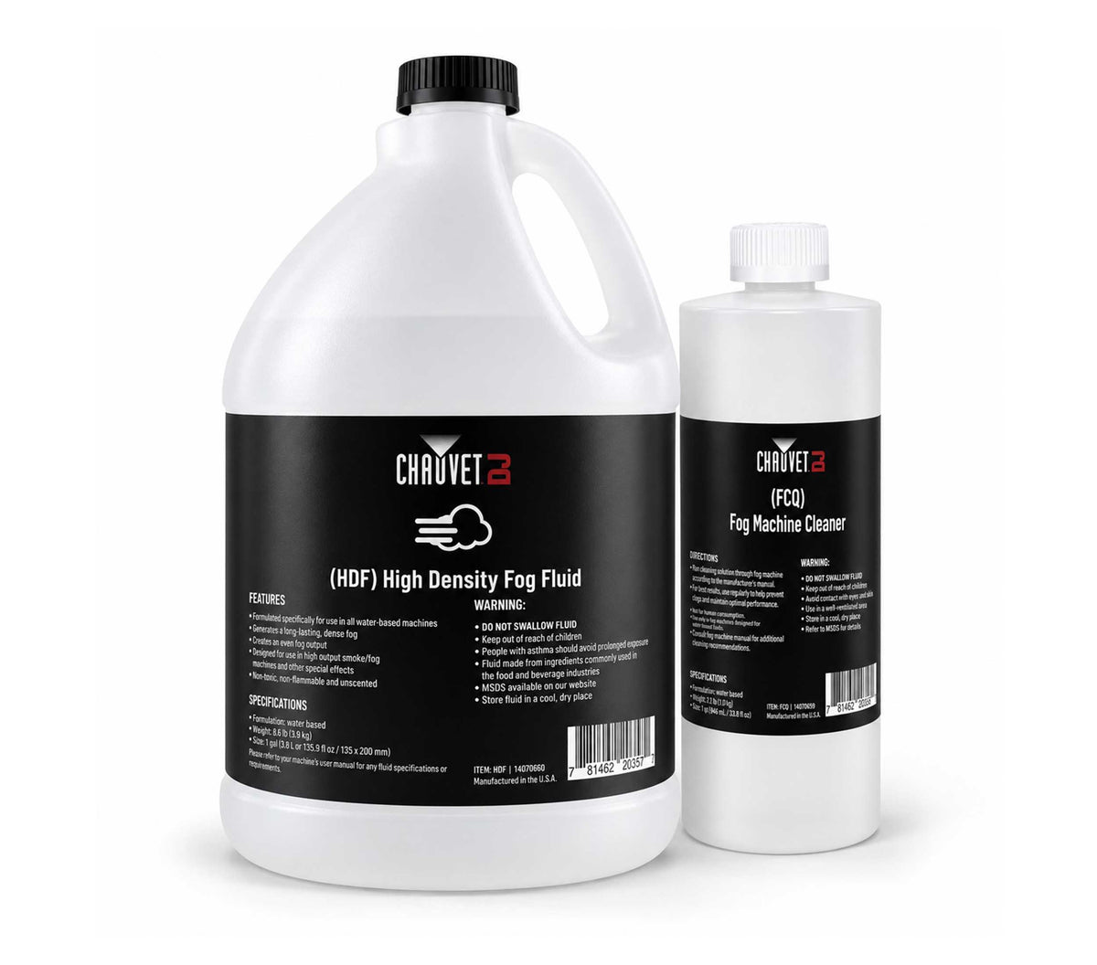 Chauvet DJ HDF Fog Fluid and FCQ Fog Machine Cleaner Package - 1 Gallon + 1 Quart by Chauvet DJ