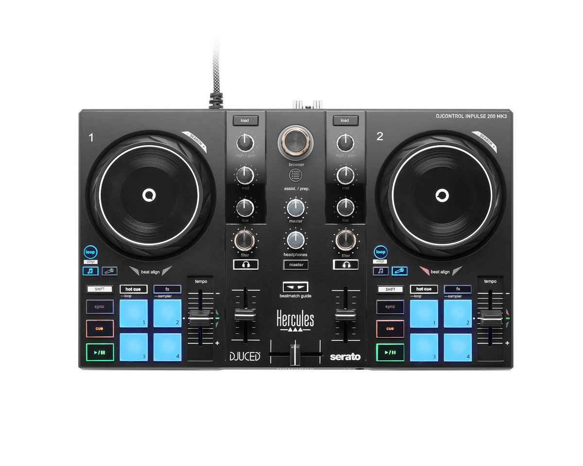 Hercules DJLearning Kit MK3 Complete DJ Controller Bundle with DJMonitor 32 Speakers, HDP DJ45 Headphones by Hercules