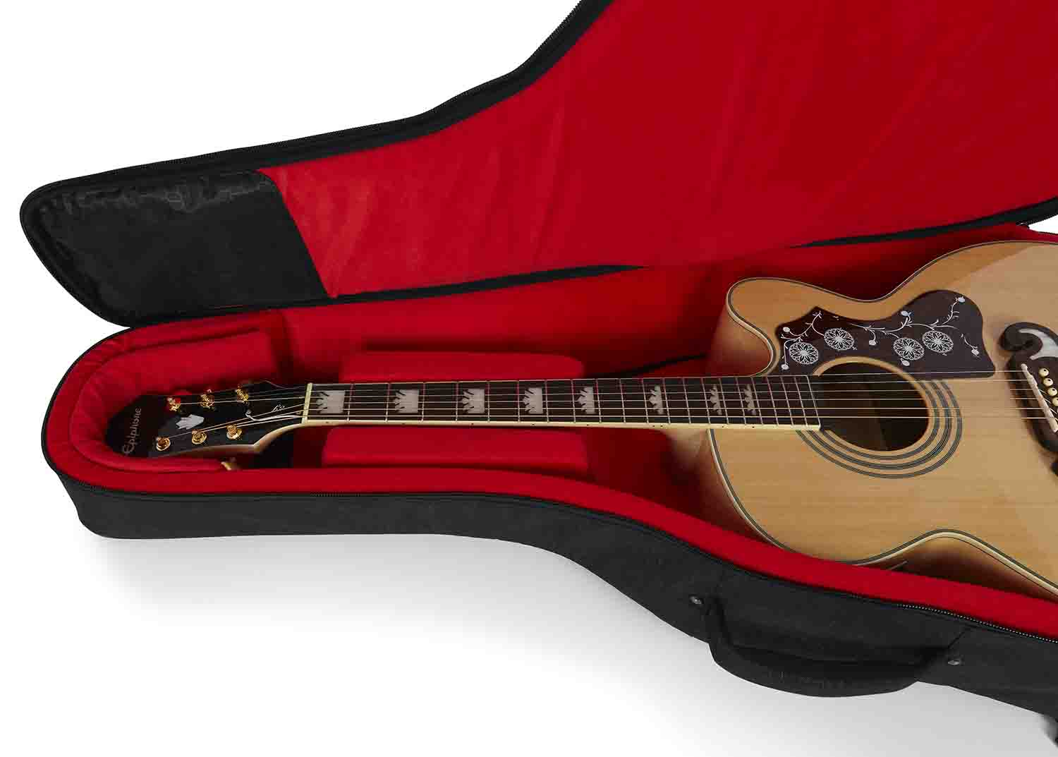 Gator Cases GT-JUMBO-BLK Transit Series Jumbo Acoustic Guitar Gig Bag with Charcoal Exterior - Black by Gator Cases