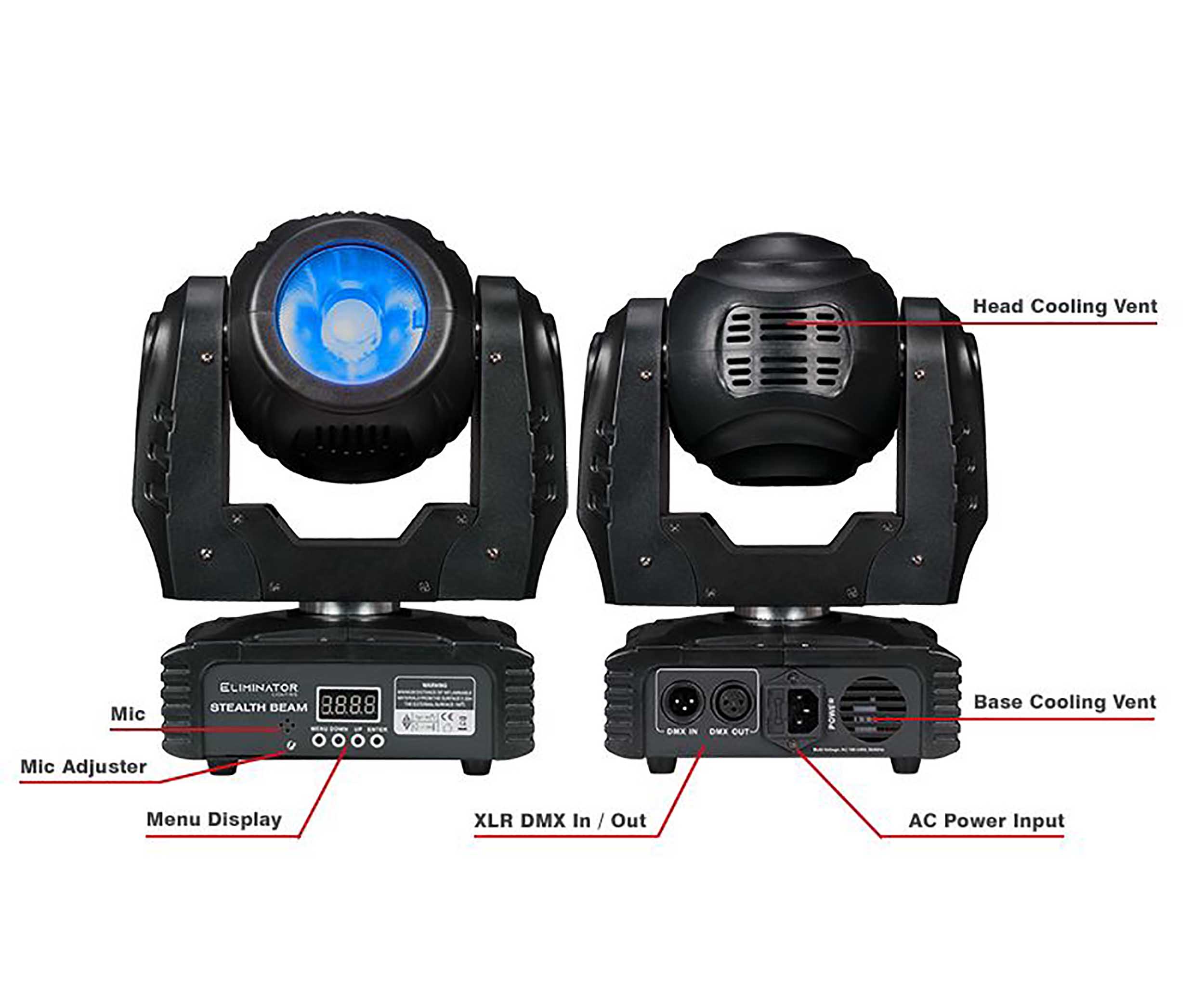 Eliminator Lighting Stealth Beam 60W LED Beam Moving Head by Eliminator Lighting