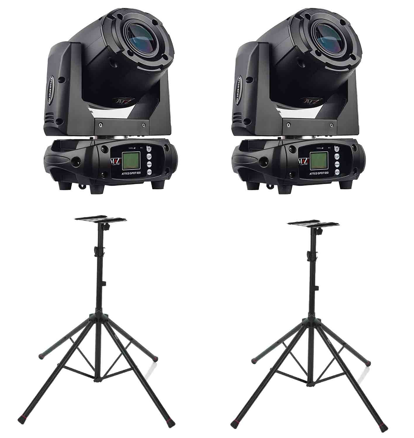 JMAZ Attco Spot 100 Moving Head Package 2PC with Stands - 2 Pieces by JMAZ