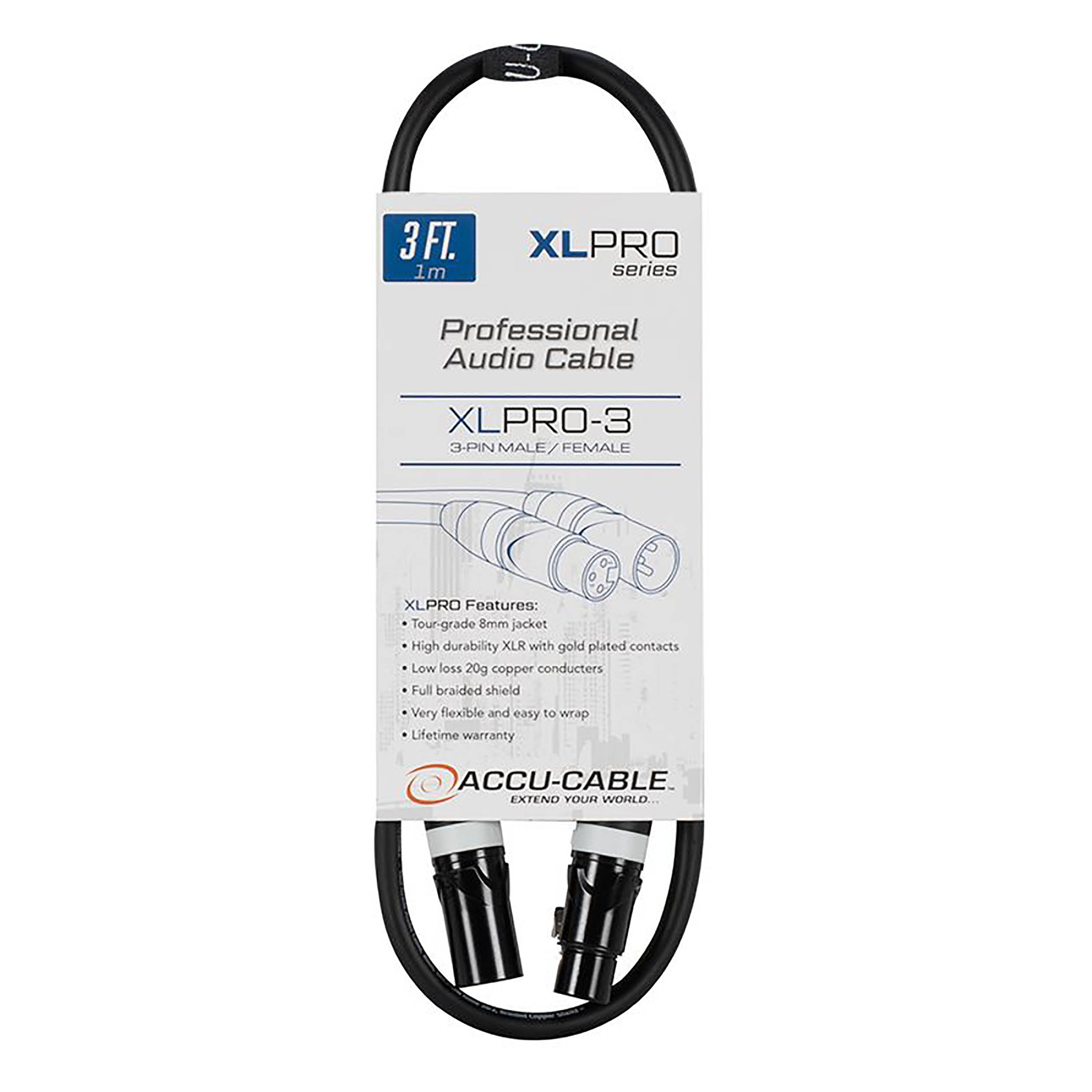 Accu-Cable XLPRO, Professional Audio Cable with Male to Female XLR Connections by Accu Cable