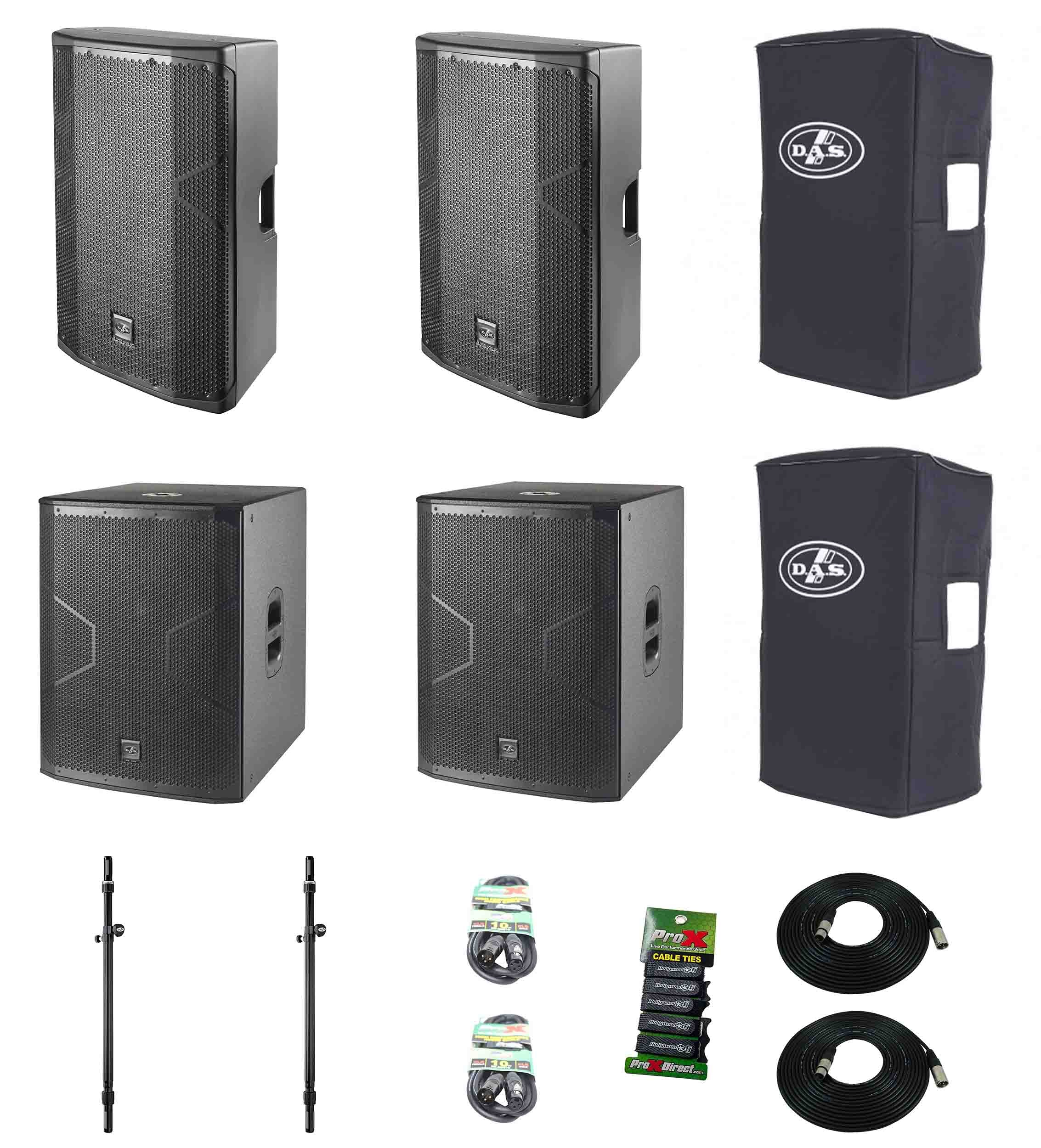 DAS Audio 415ACVR15718ATSP1, Powered Speakers DJ Package with Subs by DAS Audio