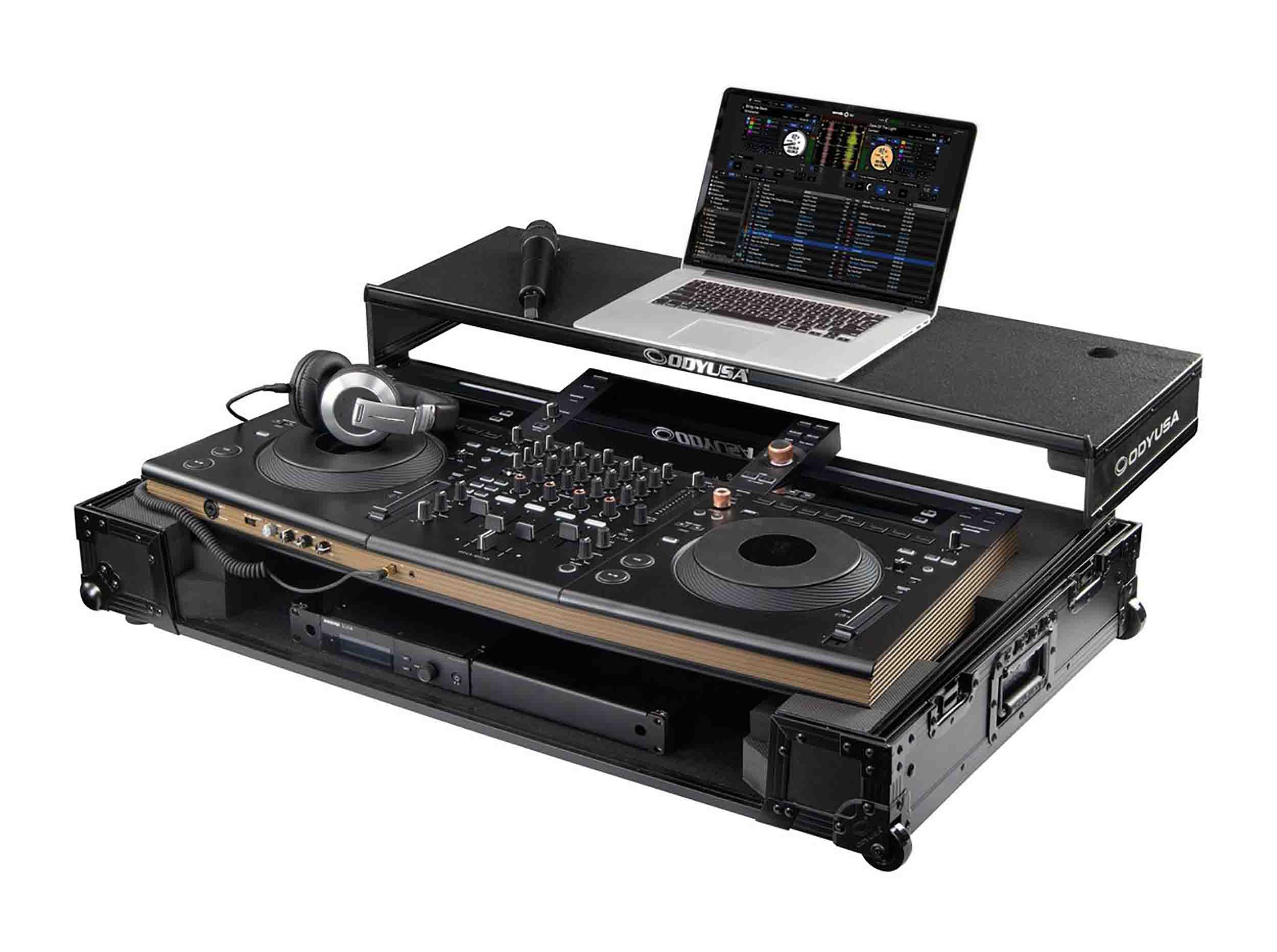 Odyssey FFXOPUSQUADCW1, Flight Effects Case for Pioneer DJ OPUS-QUAD Controller with Glide Style Laptop Platform and Wheels by Odyssey
