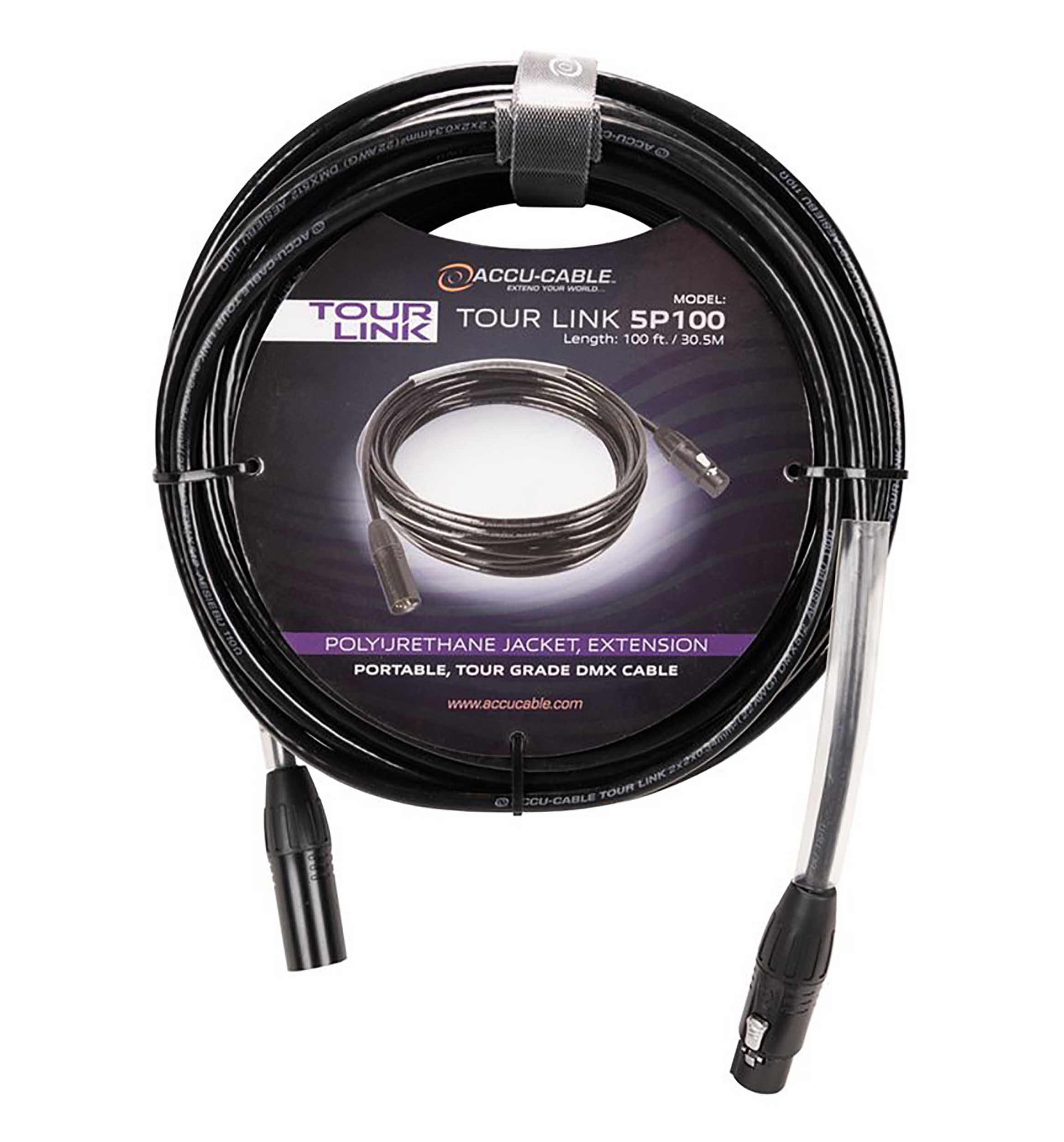 Accu-Cable Tour Link Professional Series 5-Pin Male to Female DMX Cable by Accu Cable