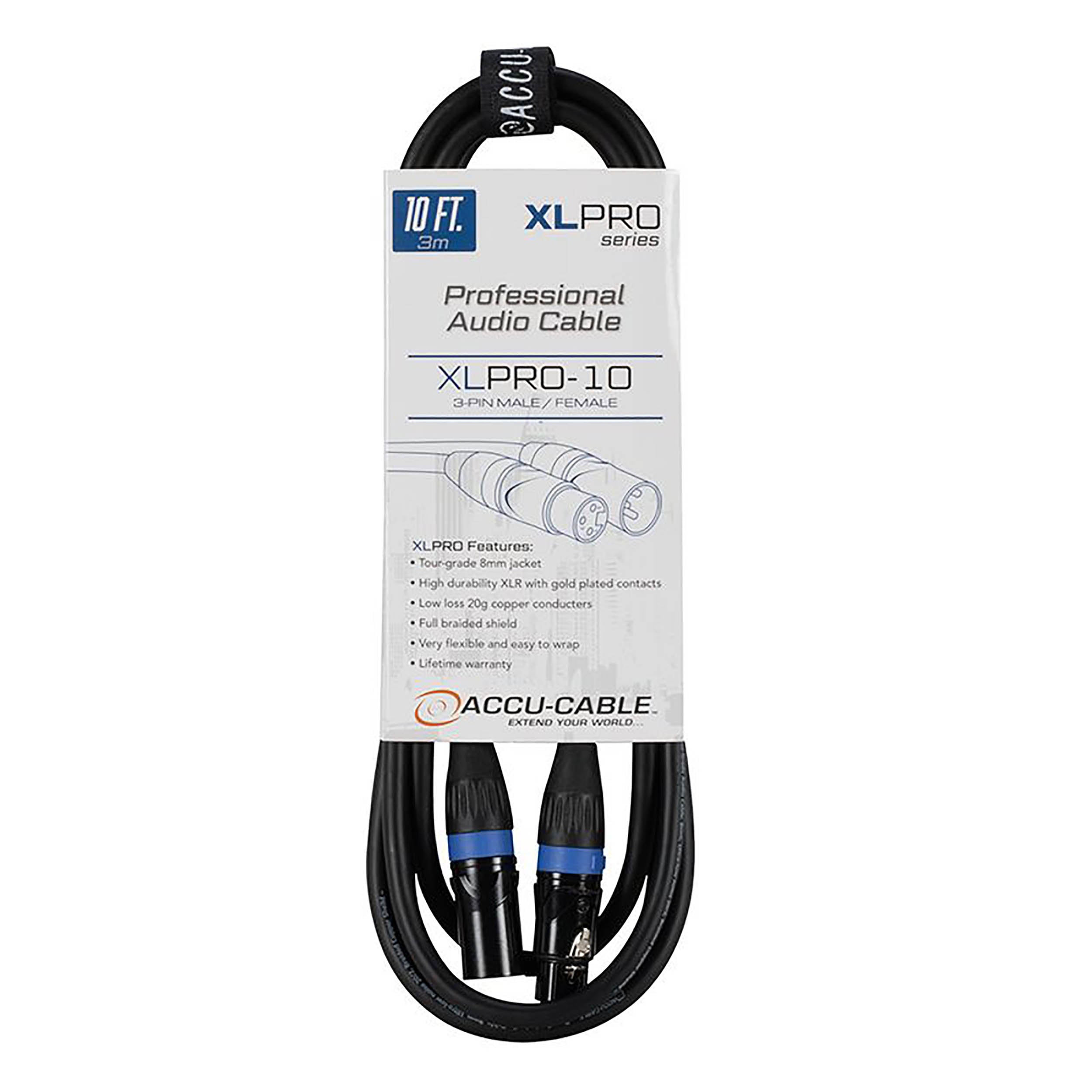 Accu-Cable XLPRO, Professional Audio Cable with Male to Female XLR Connections by Accu Cable