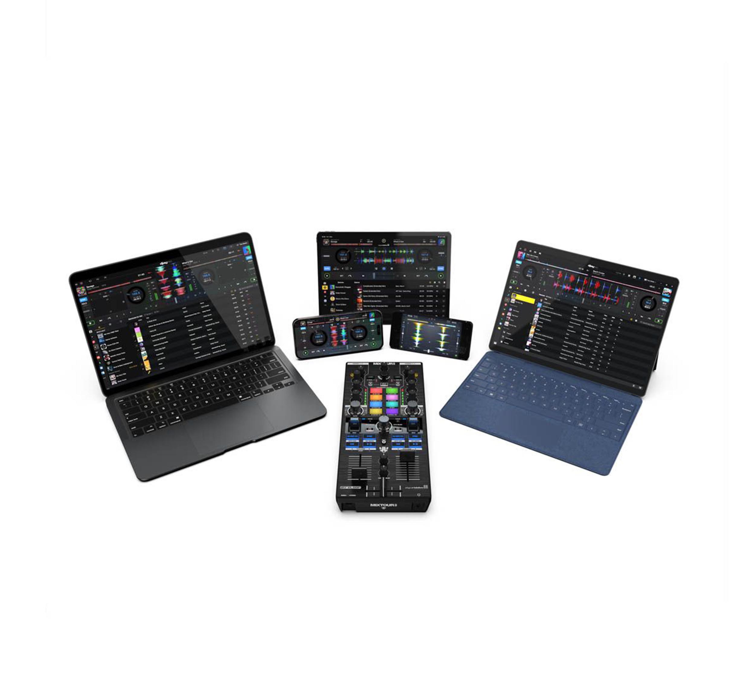 Reloop Mixtour Pro, Portable All-In-One 4-Deck DJ Controller with Audio Interface by Reloop