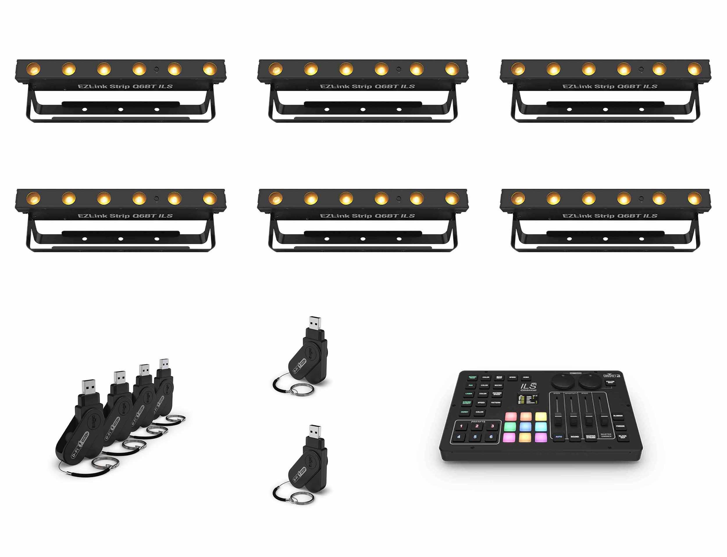 Chauvet DJ Q6BT ILS RGBA LED Bars DJ Lighting Package with USB DMX Transceivers and Wireless Lighting Controller by Chauvet DJ