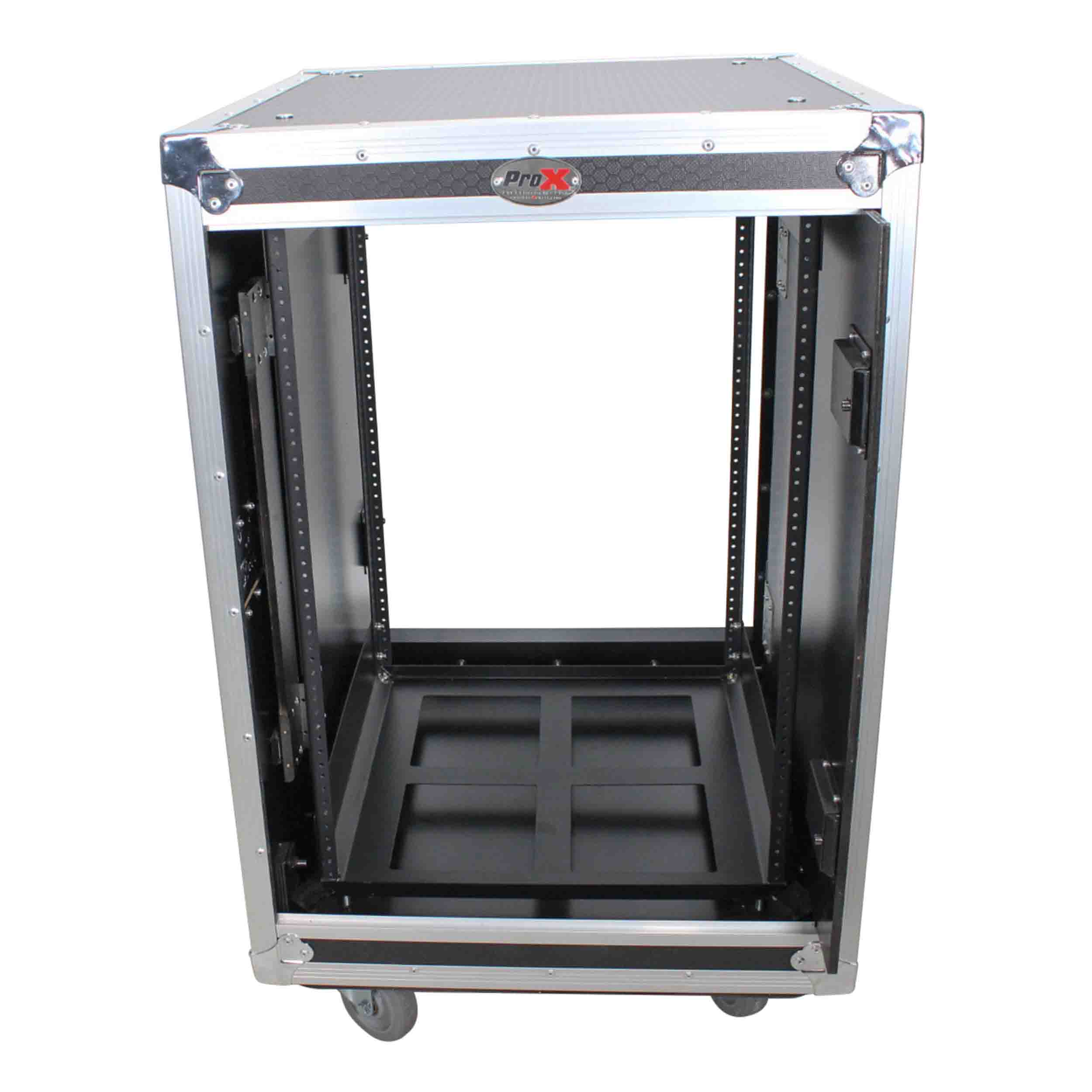 ProX T-16USLAM20, 16U 20" Deep Vertical Rack Shock Mount Case with 2 Sliding Slam Doors and 4" Caster Wheels by ProX Cases