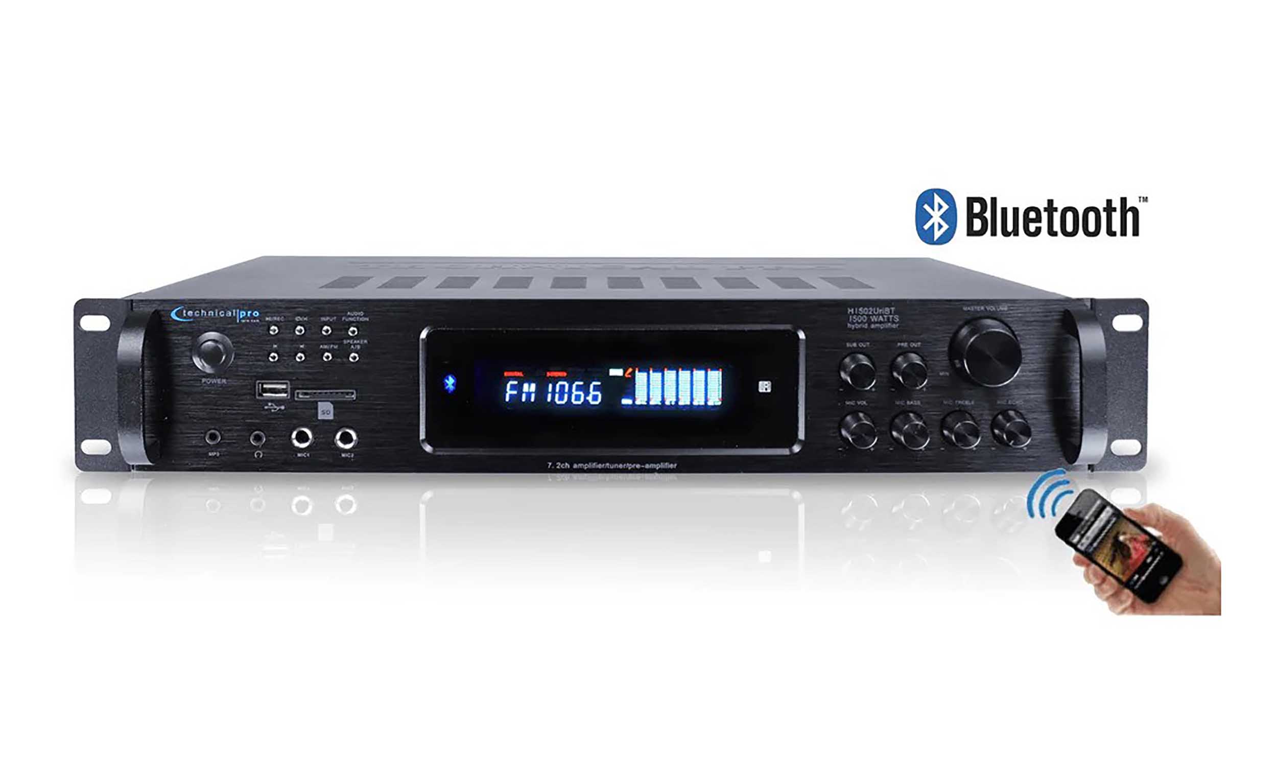Technical Pro H4502HD Digital Hybrid Amplifier, Preamp, and Tuner with USB, SD, and Bluetooth by Technical Pro
