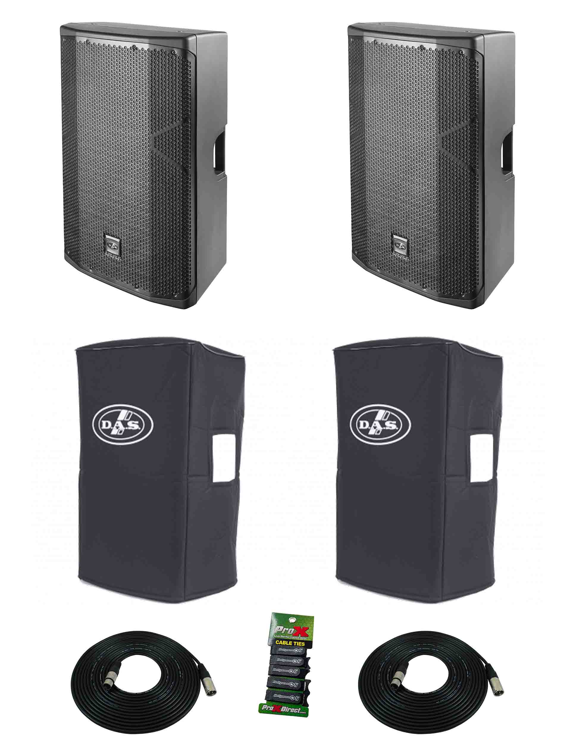 DAS Audio 715ACVRALTEA15, 15-Inch Powered Speaker DJ Package with Cover by DAS Audio