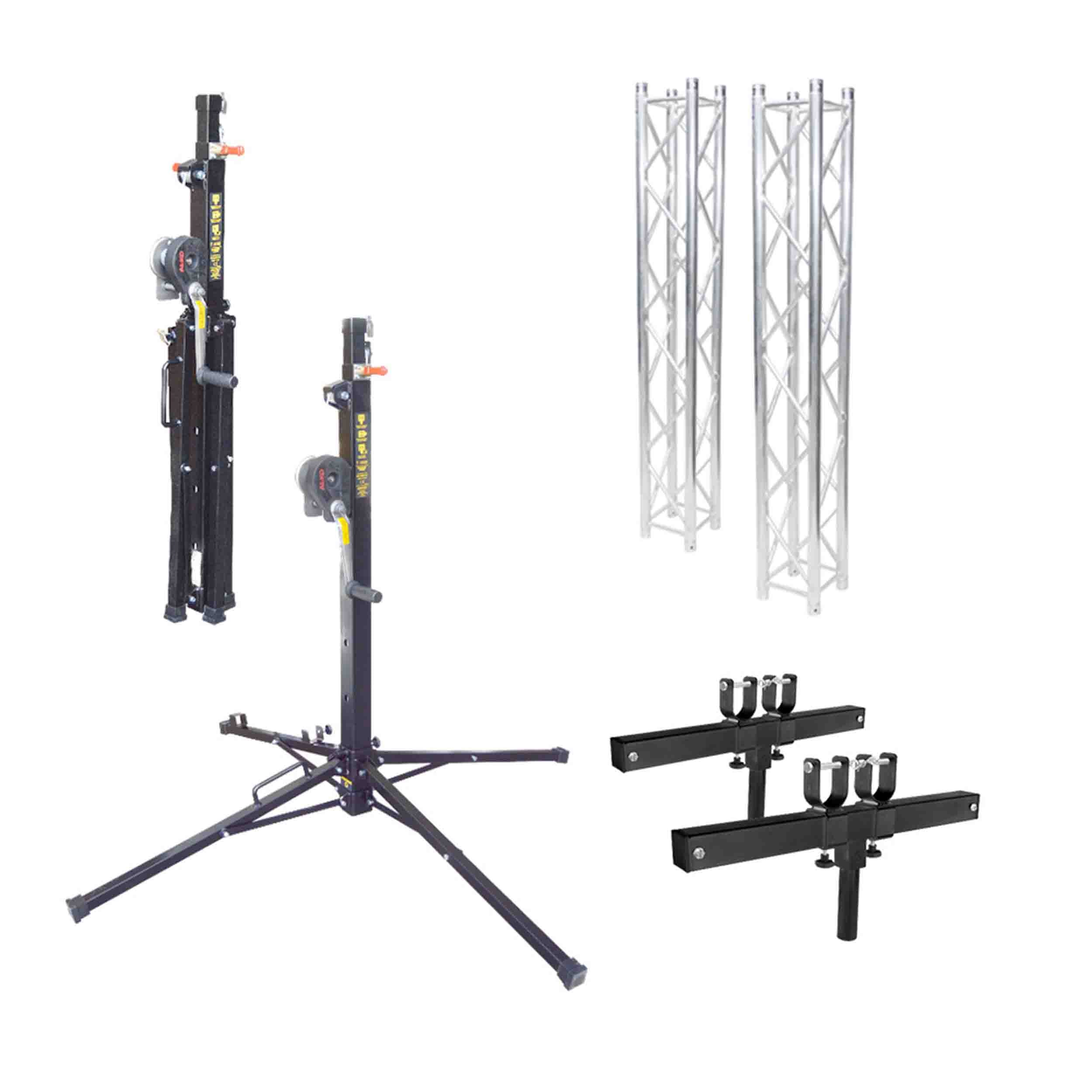 ProX F34 Square Truss Lifting Package with (2) 6.56Ft Truss Segments, (2) Adjustable T-Adapters, (2) Lifting Towers by ProX Cases