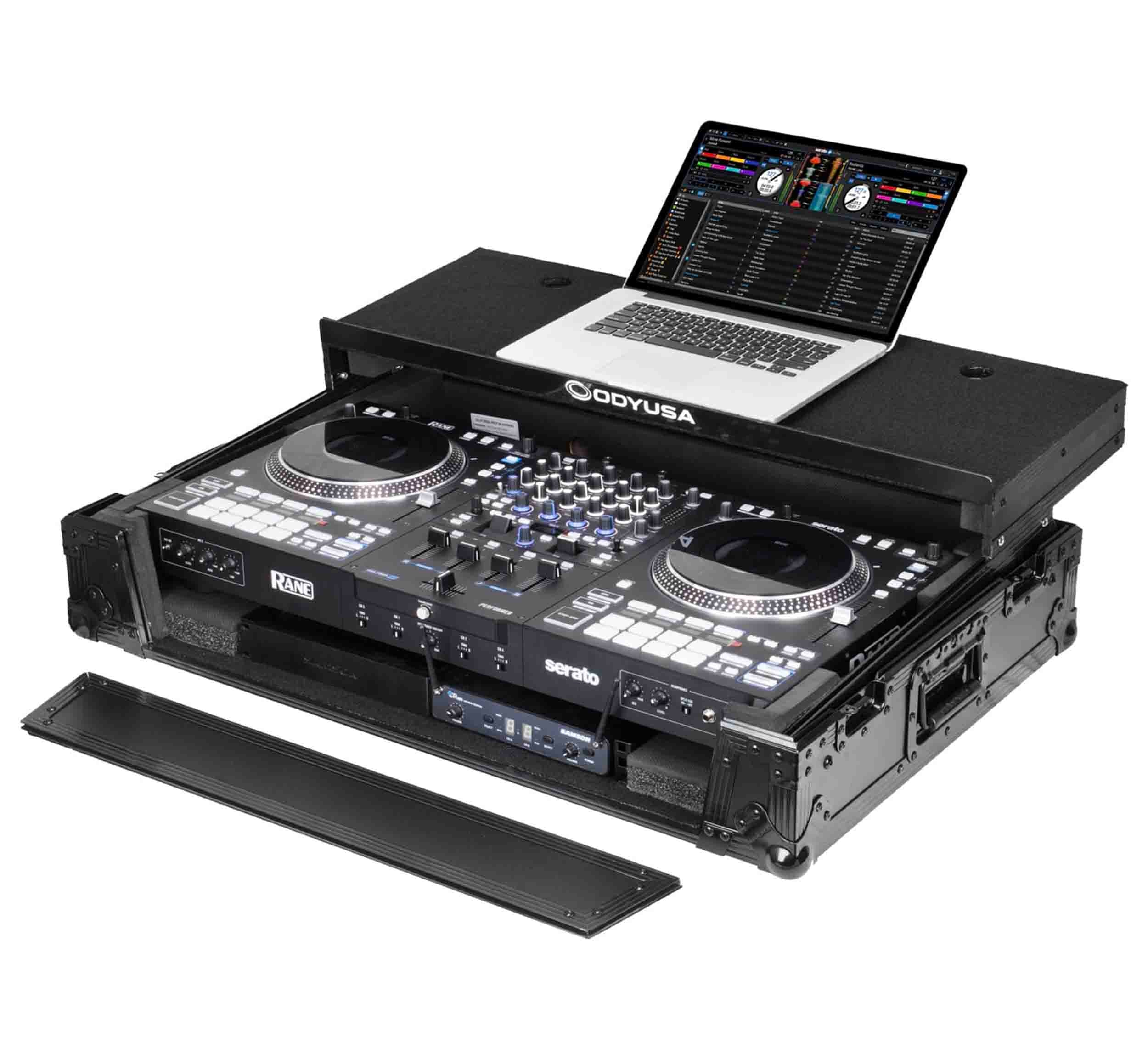 B-Stock Scratch & Dent: Odyssey FRBLGLP1UWPERFORMER, Rane Performer Black Label 1U Flight Case with Glide Style Laptop Platform and Wheels by Odyssey