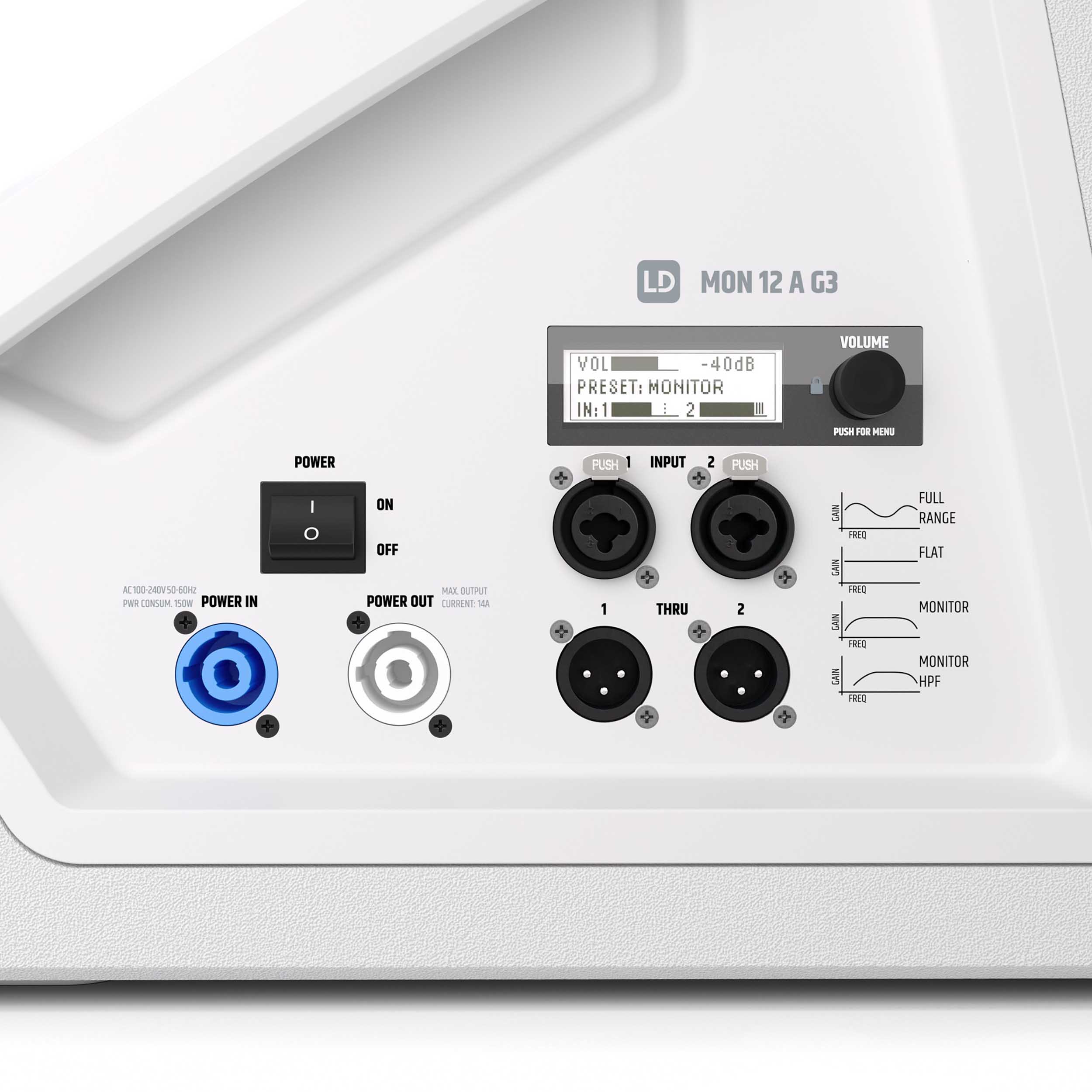 LD System LDS-MON12AG3W, 12" Powered Coaxial Stage Monitor - White by LD Systems