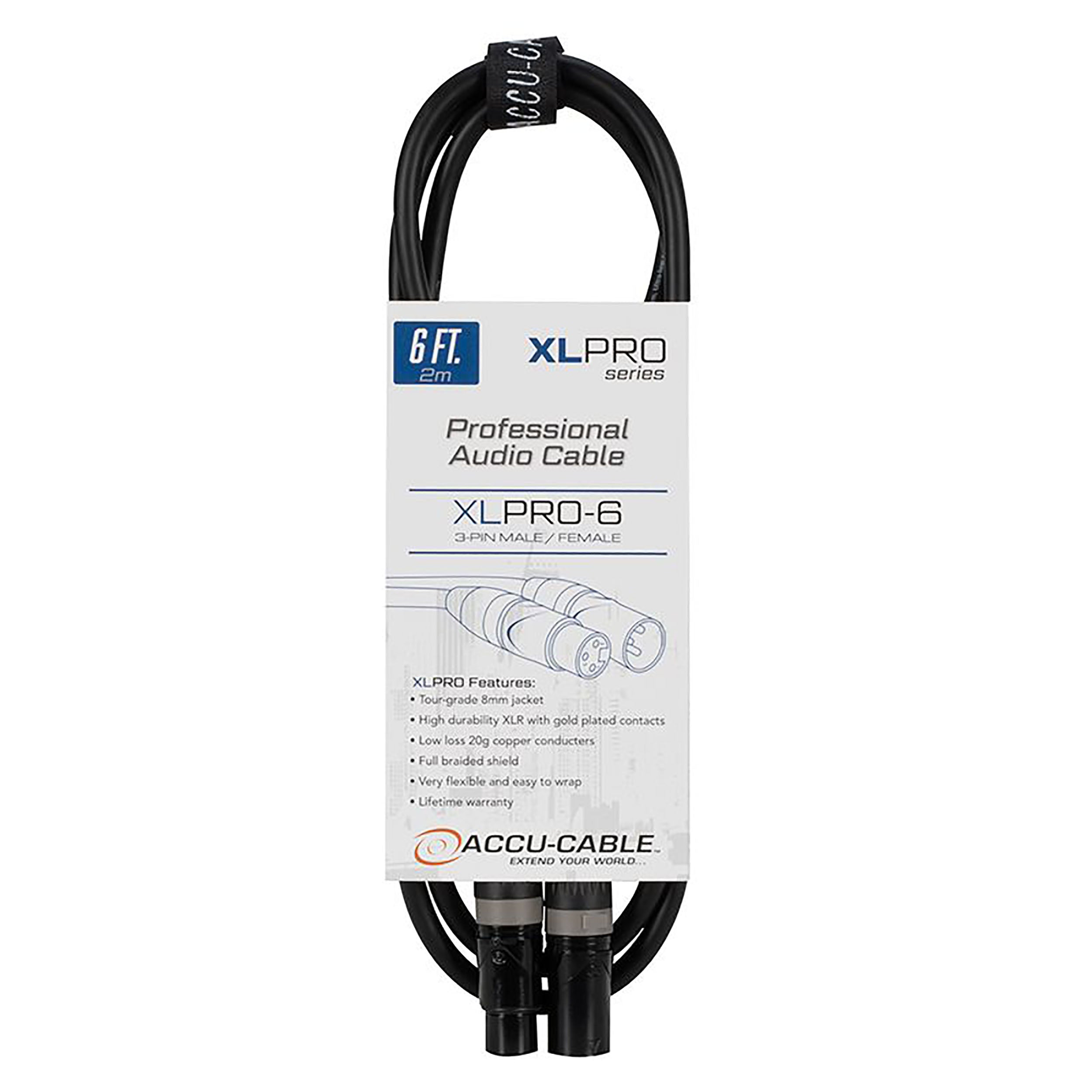 Accu-Cable XLPRO, Professional Audio Cable with Male to Female XLR Connections by Accu Cable