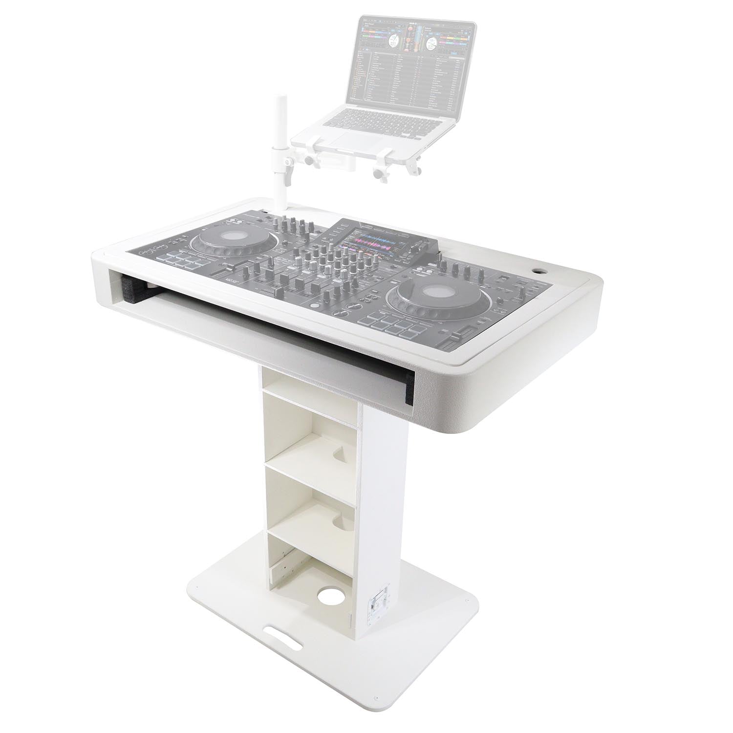 Prox Rev7 Control Tower Podium with Case DJ Package - White by ProX Cases