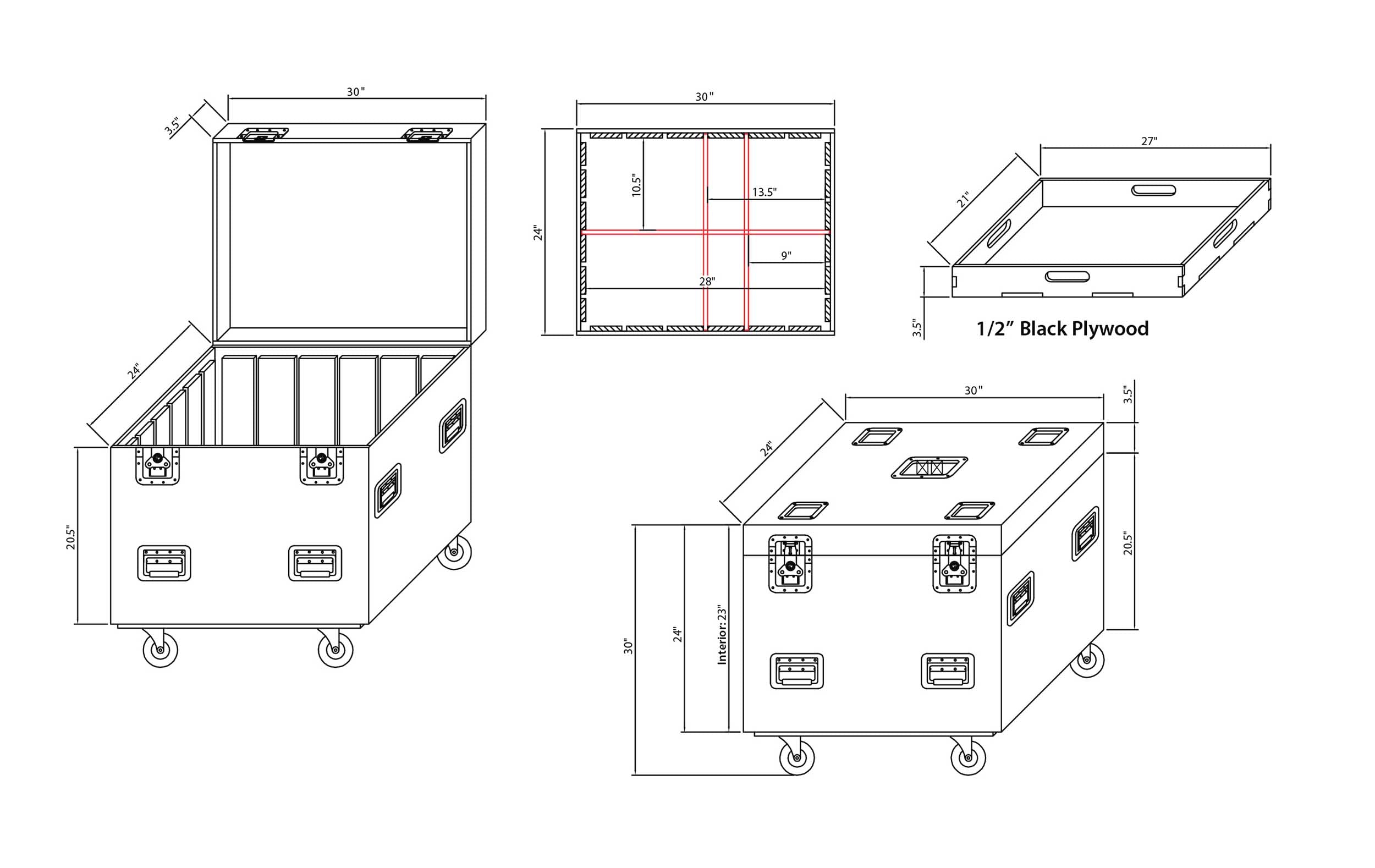 ProX XS-UTL243030WMK2 X4 DJ Package Heavy-Duty Truck Pack Utility Flight Case W-Divider and Tray Kit by ProX Cases