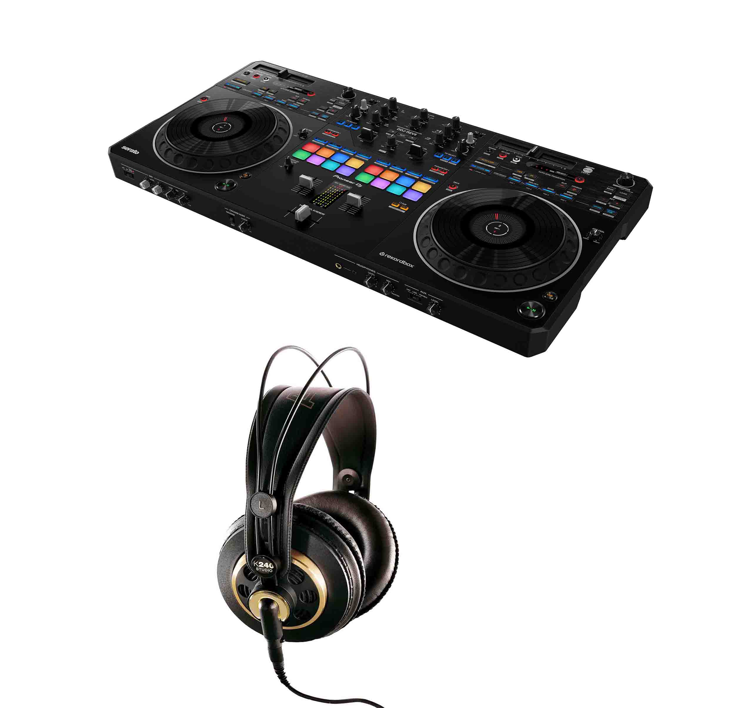 Pioneer DDJREV5K240, DDJ-REV5 2-Channel DJ Controller Package with Free Headphones - Black by Pioneer DJ