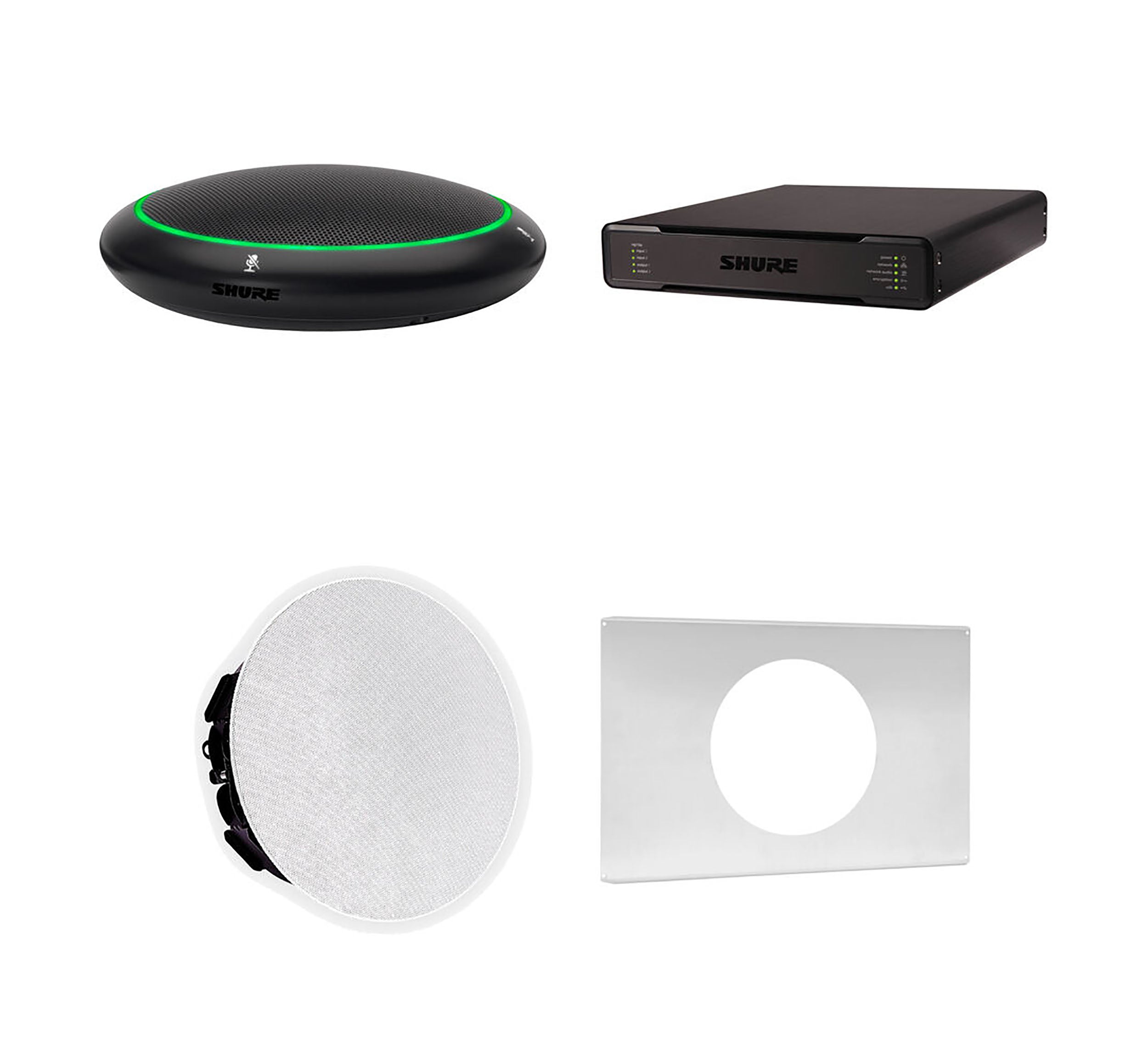 Shure 310P B-V Ecosystem DJ Package Including 1 MXA310B Microphone, 1 P300-IMXAudio Processor, MXN5W-C Ceiling Loudspeaker and 1 Tile Bridge by Shure