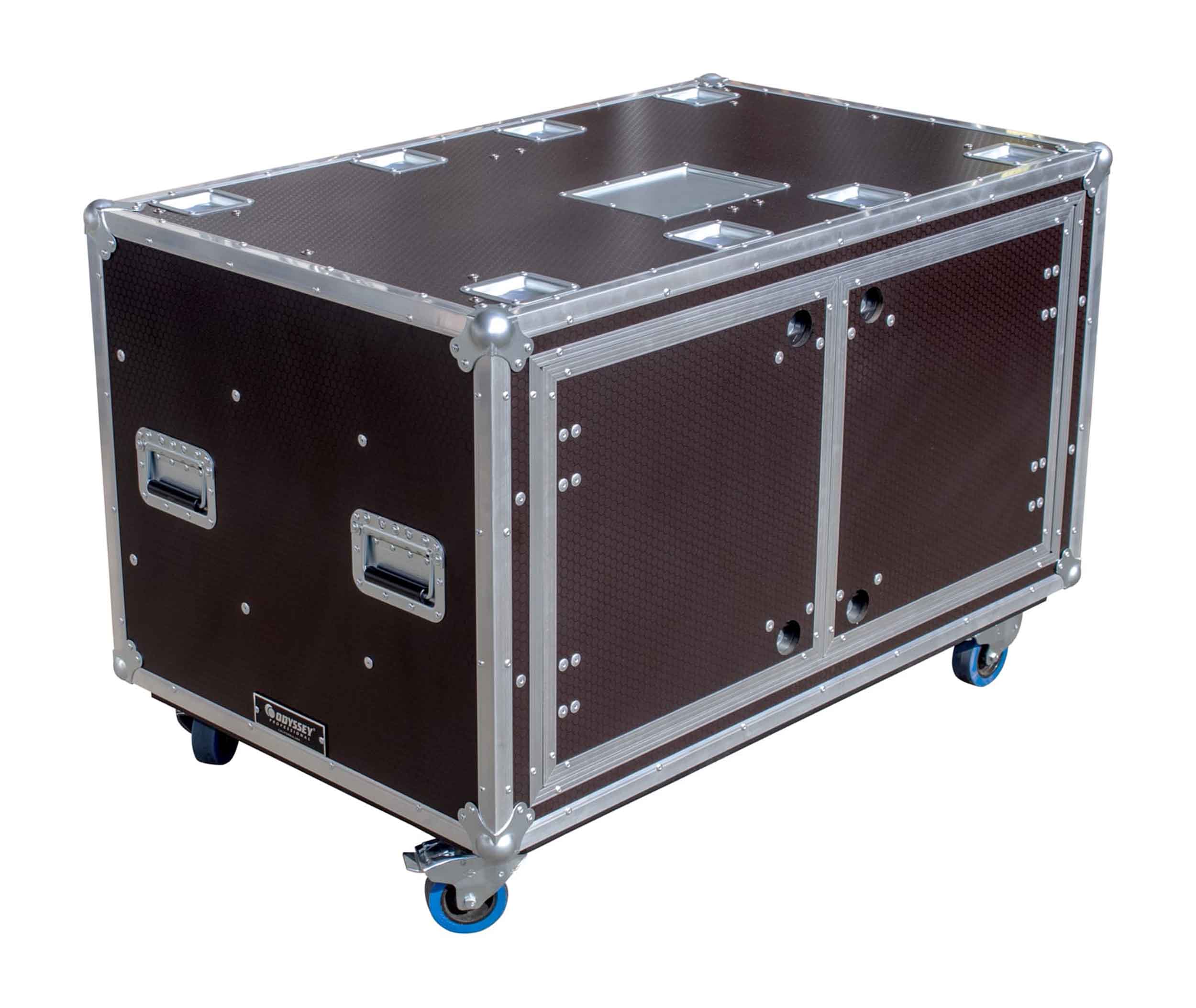 Odyssey OPSR2X12U483032WBRN, Professional Dual 12U Brown Hex Board Slam Rack with Caster Wheels by Odyssey