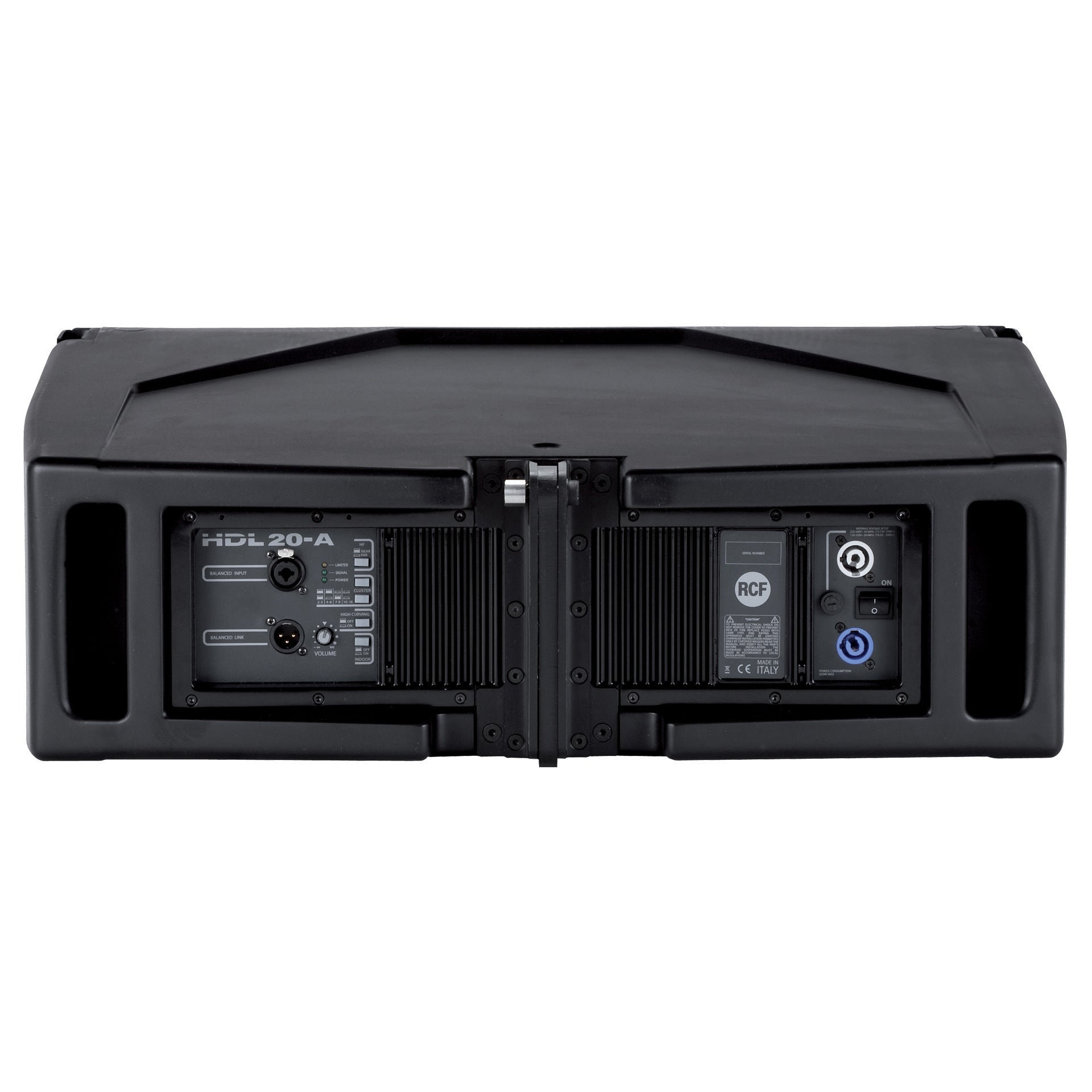 RCF HDL20-A Active Line Array Module, rear connector panel with XLR and powerCON - Hollywood DJ