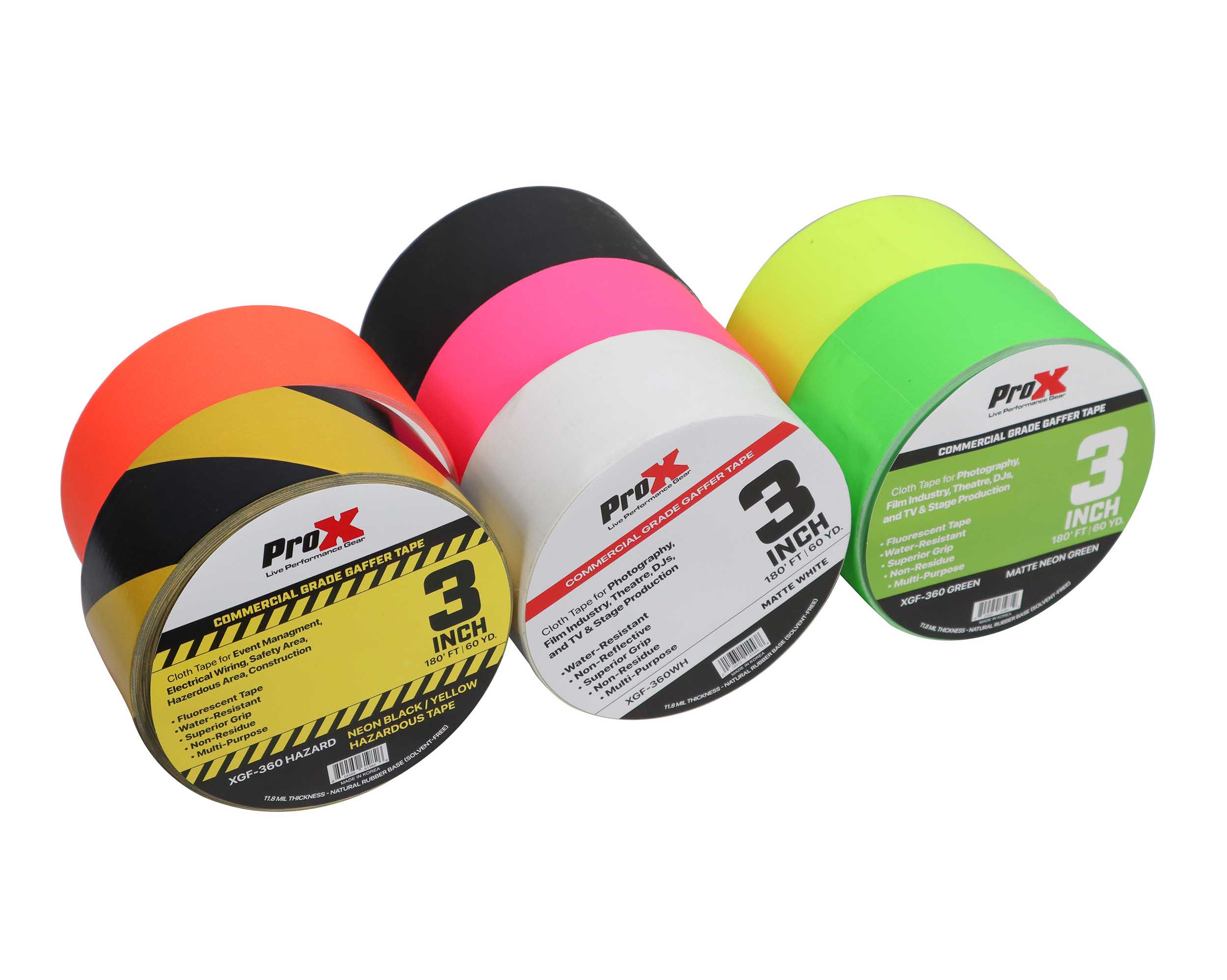 ProX XGF-360, 3-inch 60YD Matte Commercial Grade Gaffer Tape Pros Choice Non Residue - 180Ft by ProX Cases