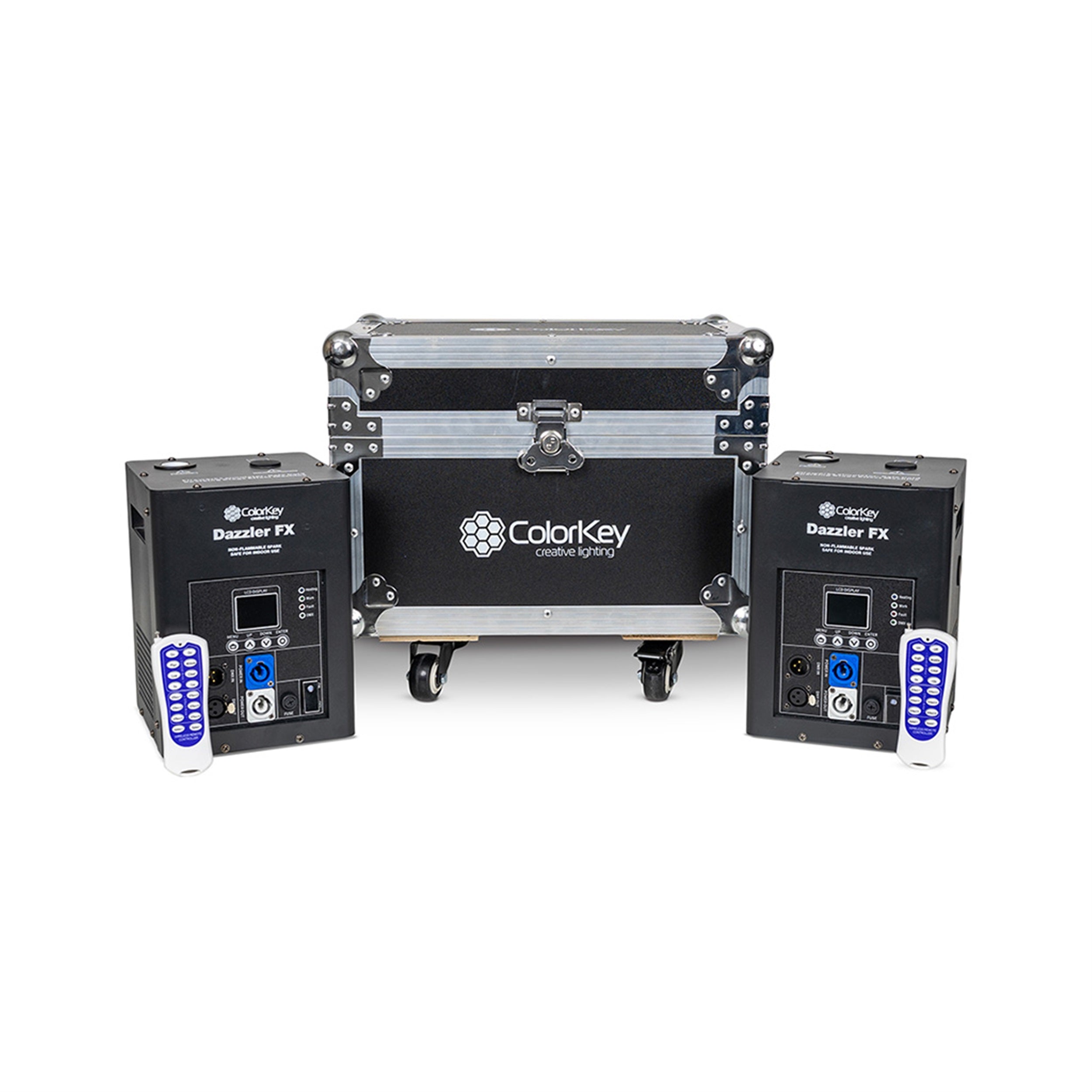 ColorKey CKU-7712, 600W Cold Spark Machine with FX2 MKII 2-Pack and Road Case - Black by ColorKey