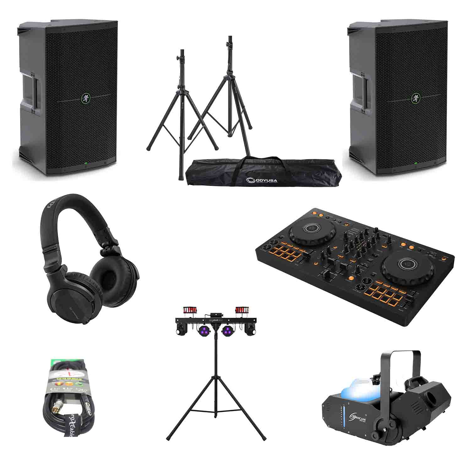 Pioneer DJ DDJ-FLX4 CLUB LIGHT Package 01 with DJ Controller, Speakers, Stands and Headphones by Pioneer DJ