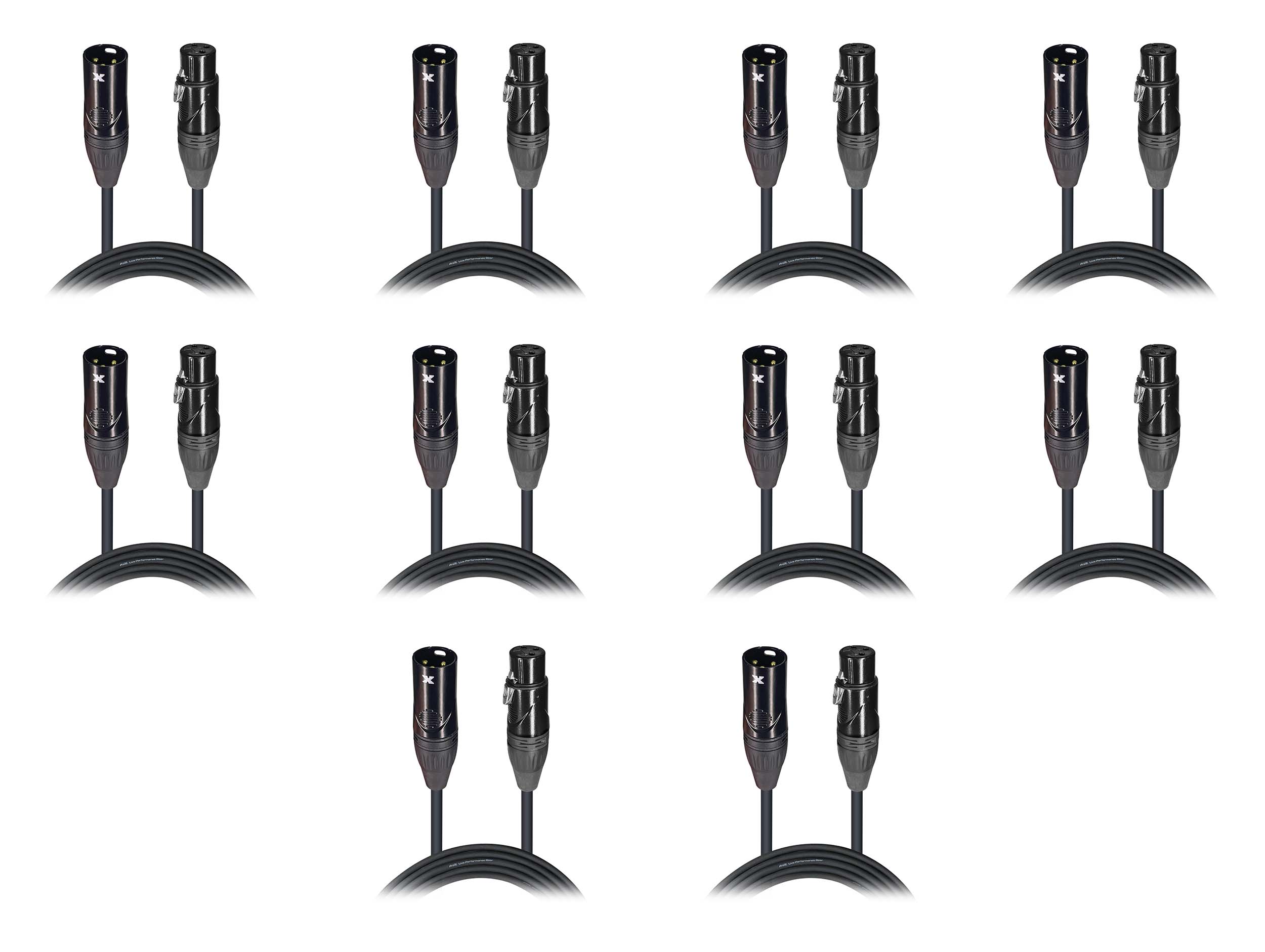 ProX XC-MIC25 X10, 25 Ft Balanced XLR-F to XLR-M High Performance Microphone Cable DJ Package - 10 Pack by ProX Cases
