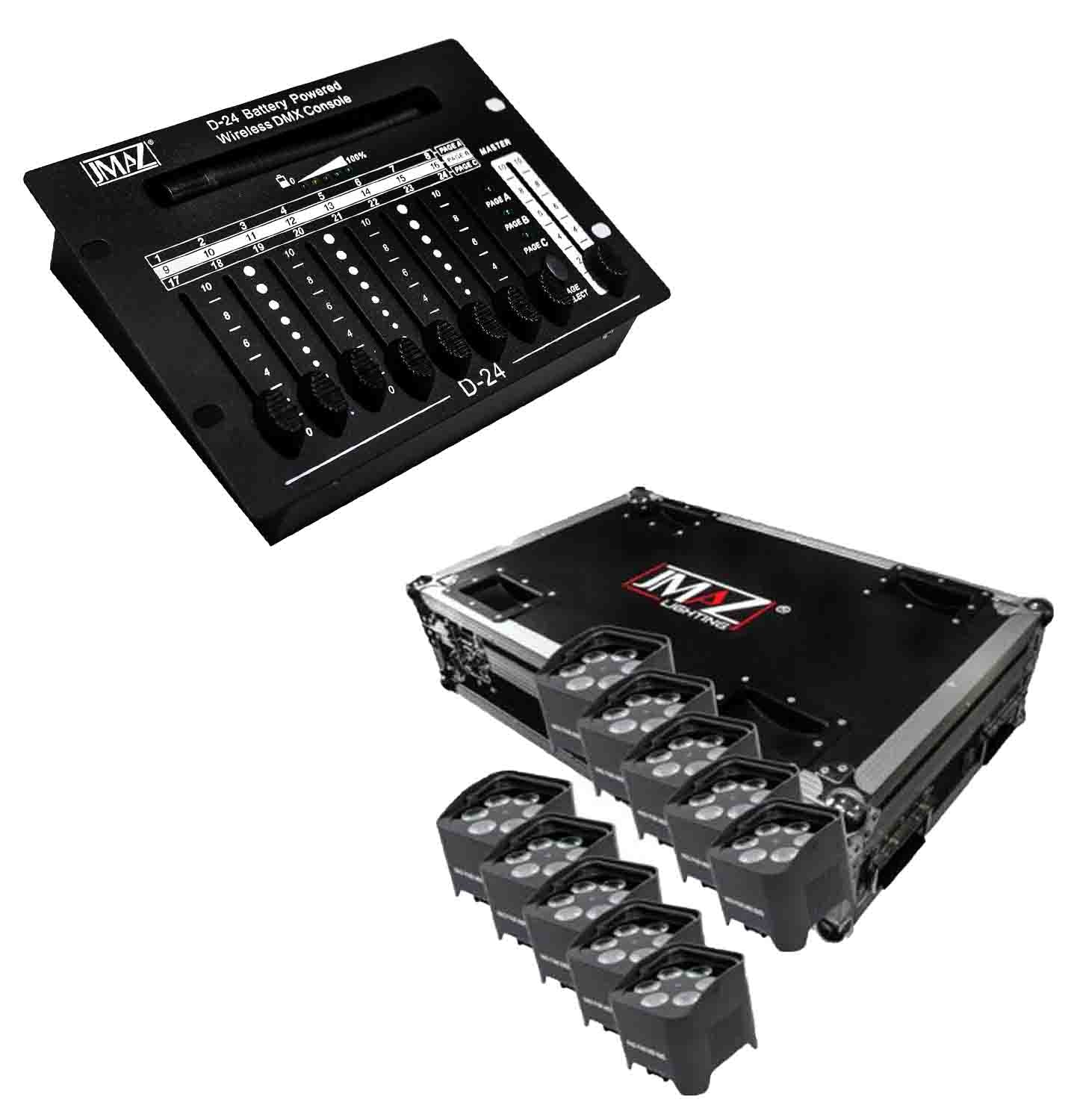 JMAZ Mad Par Hex 6XS Lighting Package 10pc with D-24 Controller by JMAZ
