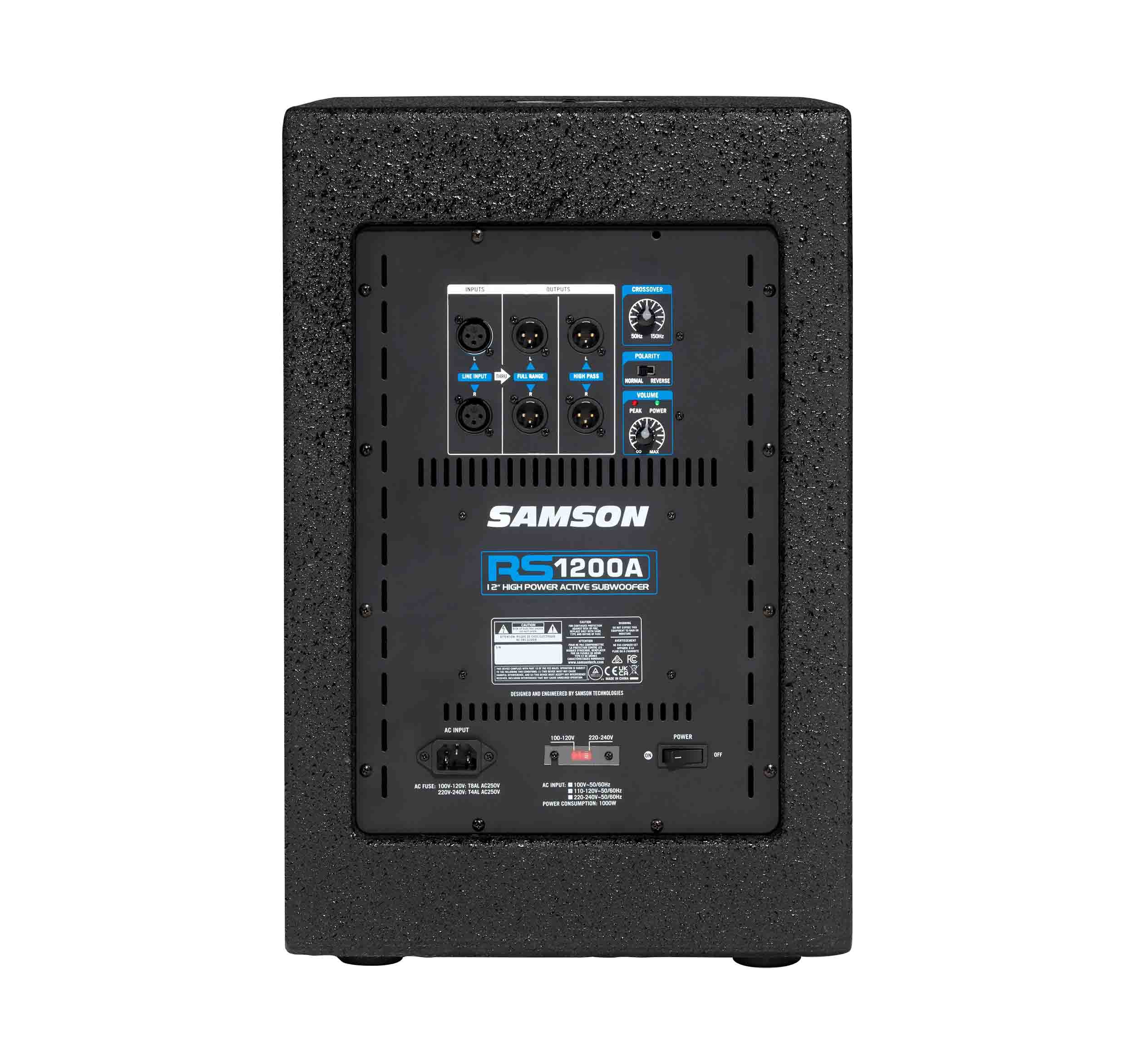 Samson RS1200A, 100-Watt Active Subwoofer Speaker with 12-Inch Driver - Black by Samson