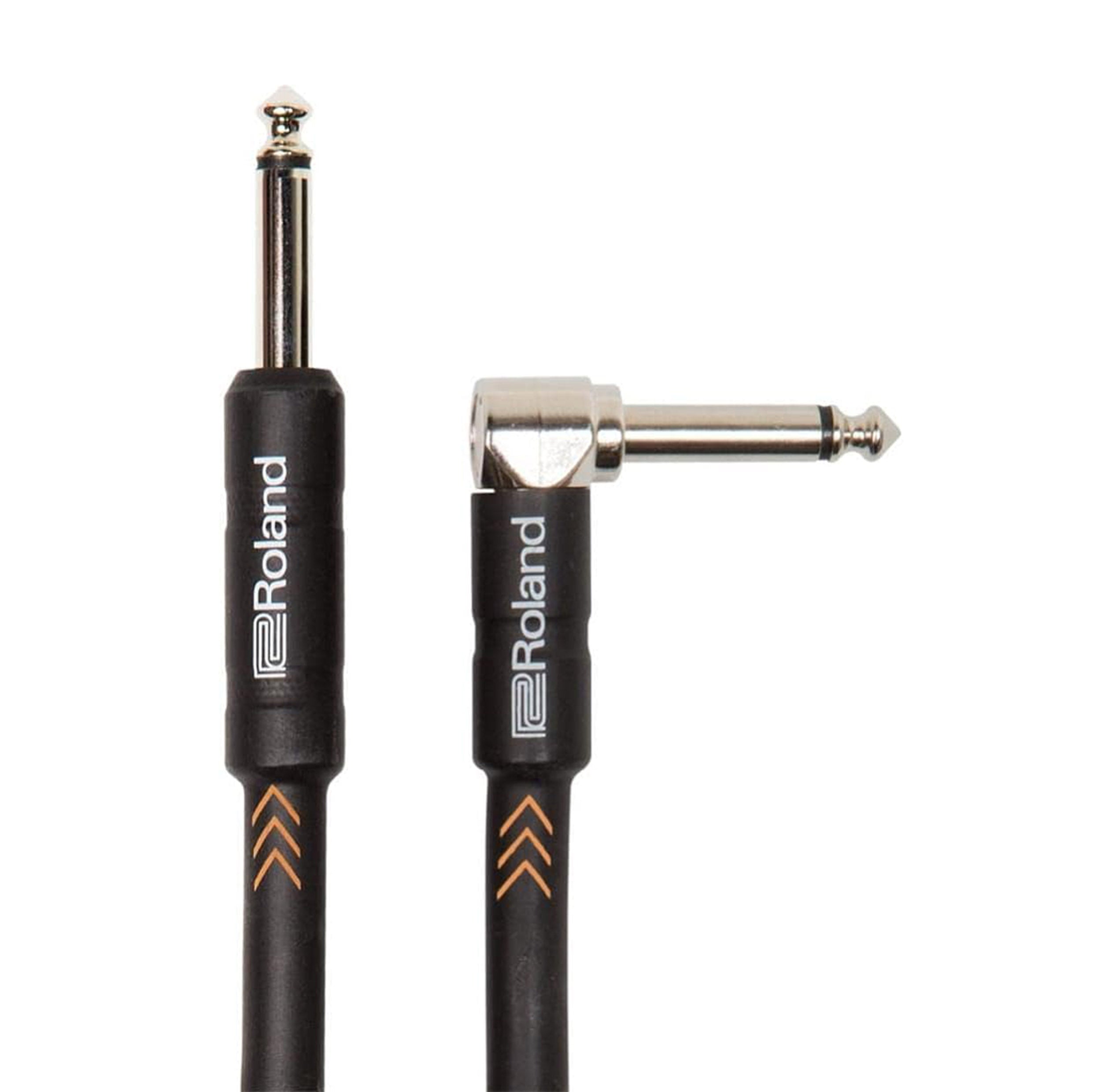 Roland RIC-B10A, Black Series 1/4" Plug to 1/4" Right-Angle Plug Instrument Cable - 10 Ft by Roland